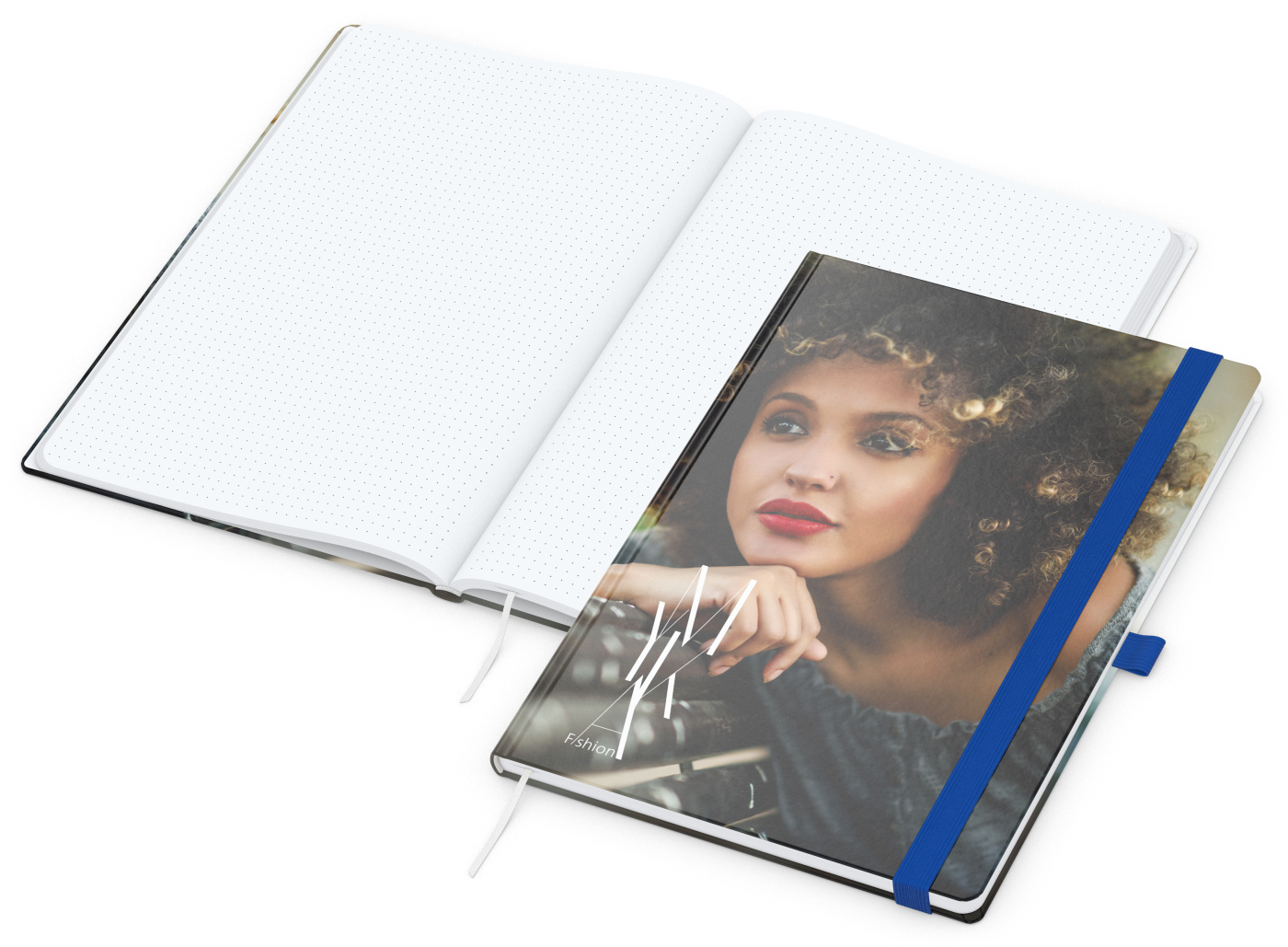 Notizbuch Match-Book, A4, White, Punktraster, matt, mittelblau