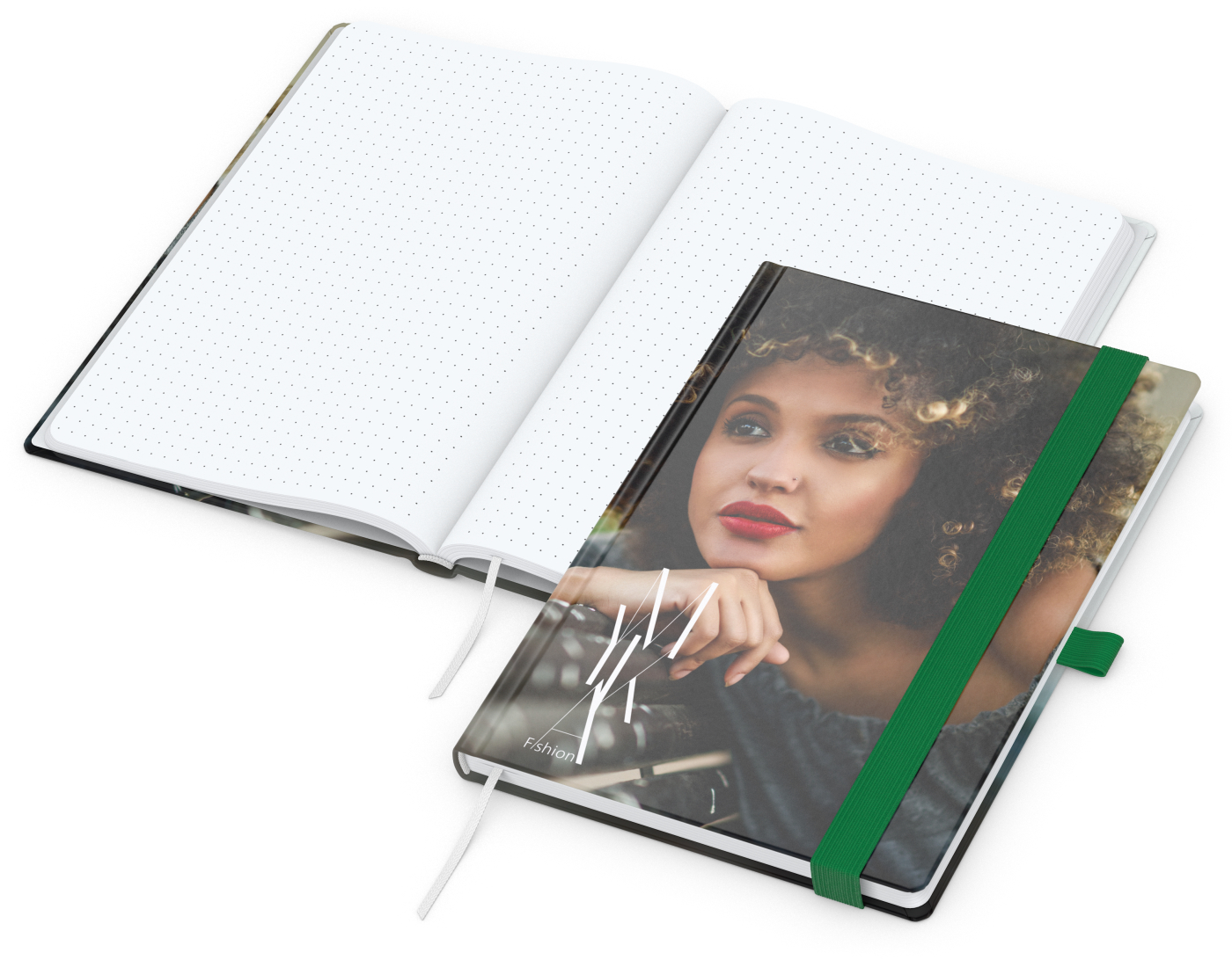 Notizbuch Match-Book, A5, White, Punktraster, glänzend, grün