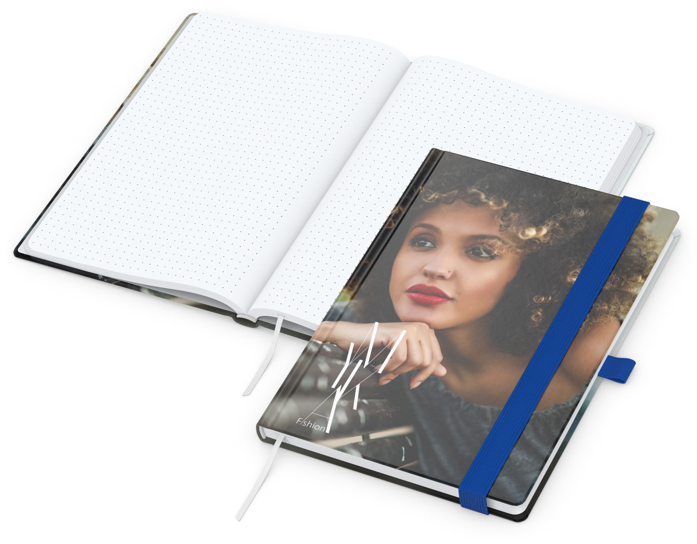 Notizbuch Match-Book, A5, White, Punktraster, glänzend, mittelblau