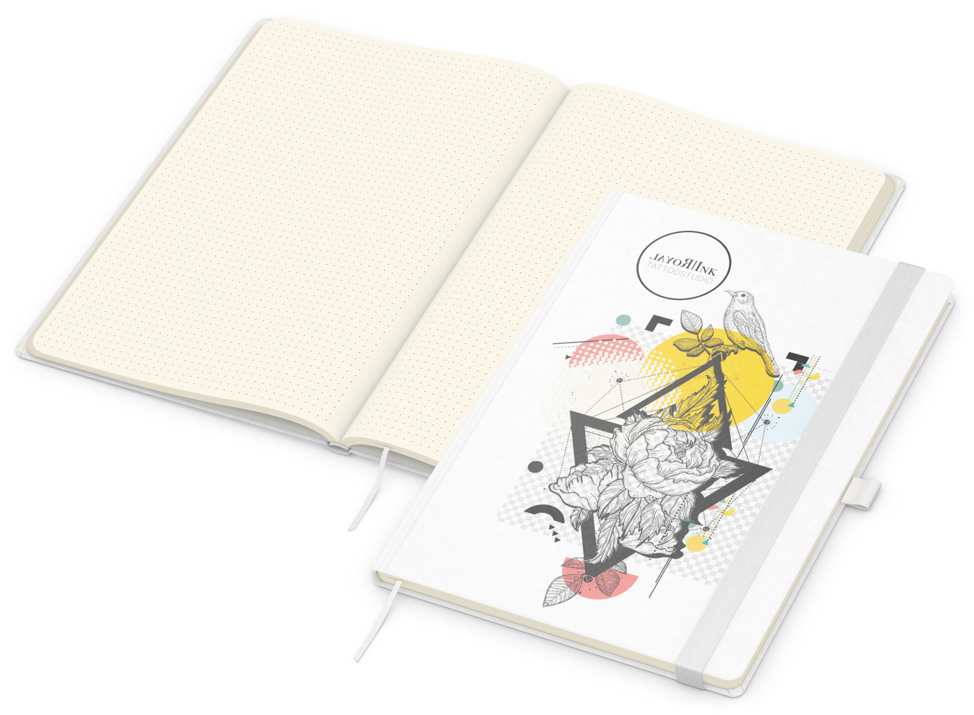 Notizbuch Match-Book, A4, Creme, Punktraster, weiß-individuell, weiß