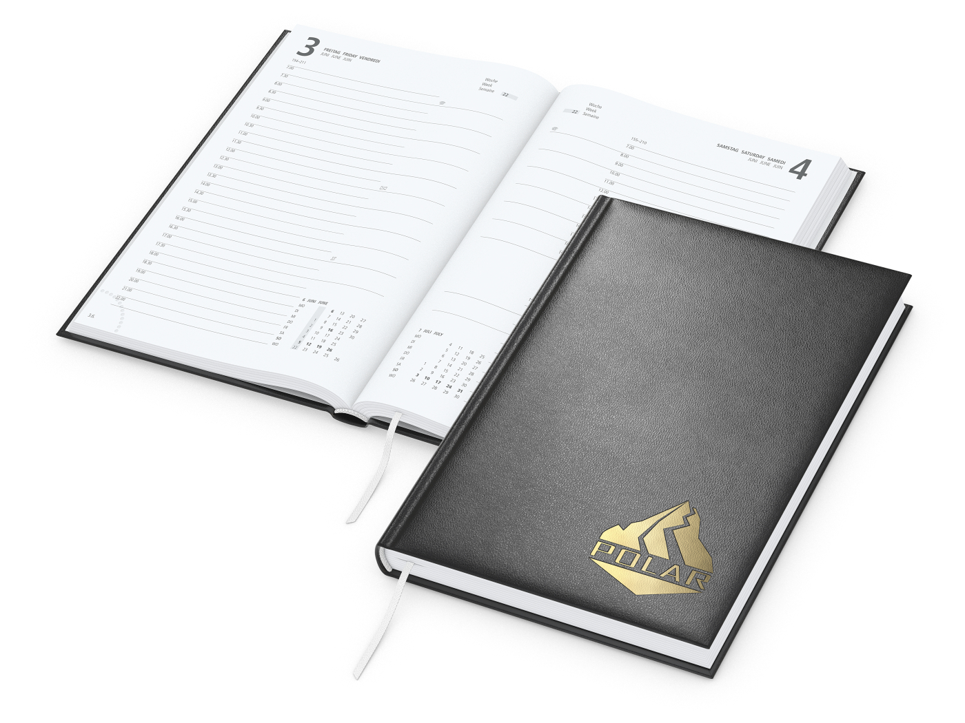 Tageskalender Advance, schwarz, Goldprägung
