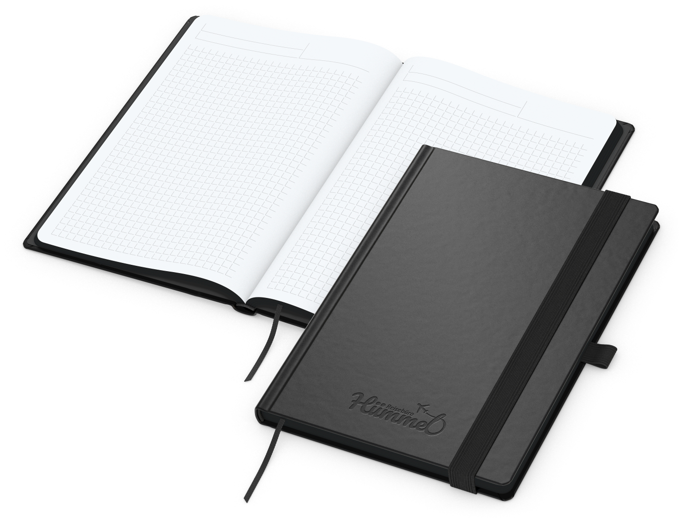 Notizbuch Black-Book, A5, Winkelkaro, Prägung