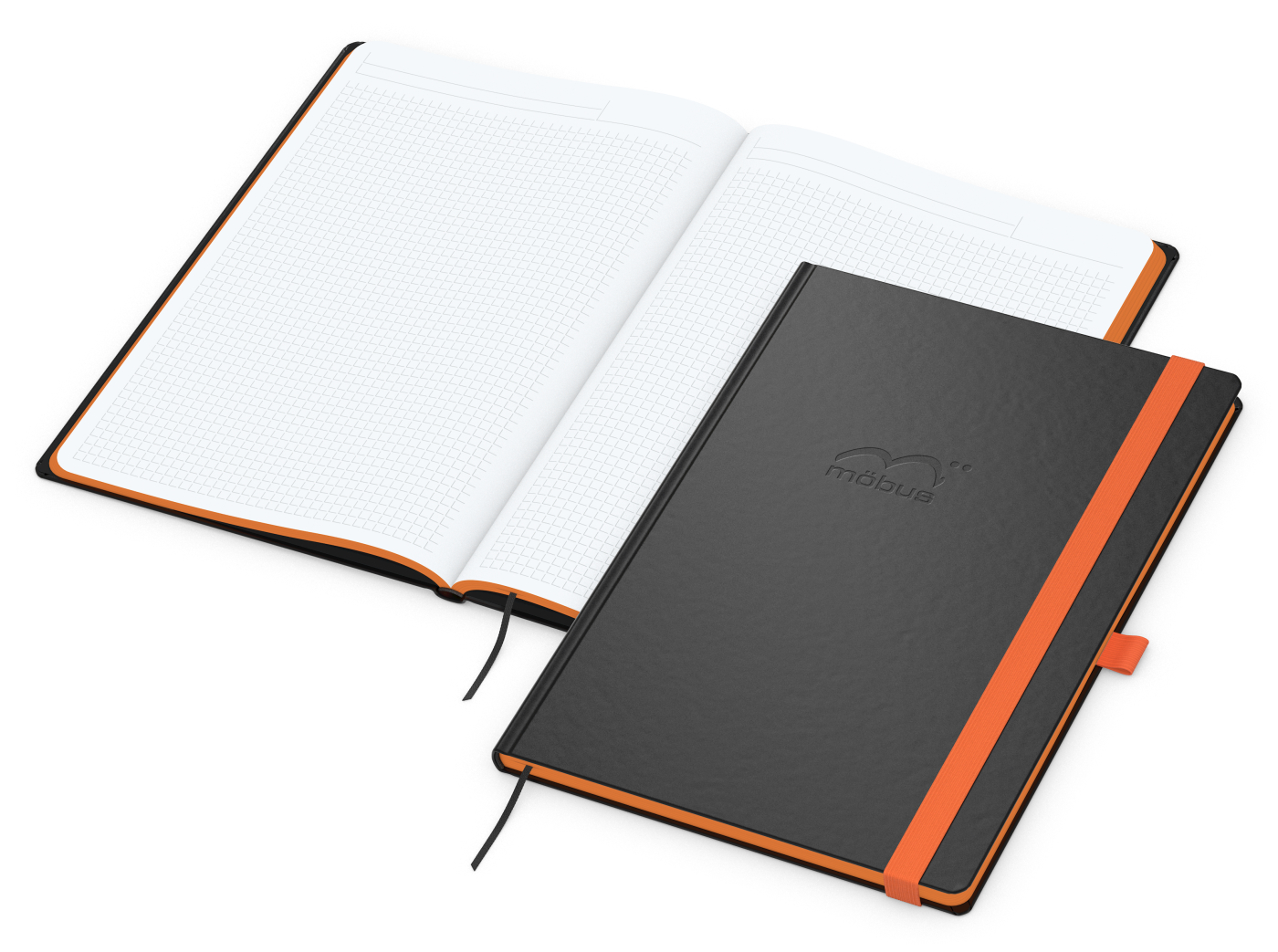Notizbuch Color-Book, A4, Winkelkaro, orange, Prägung