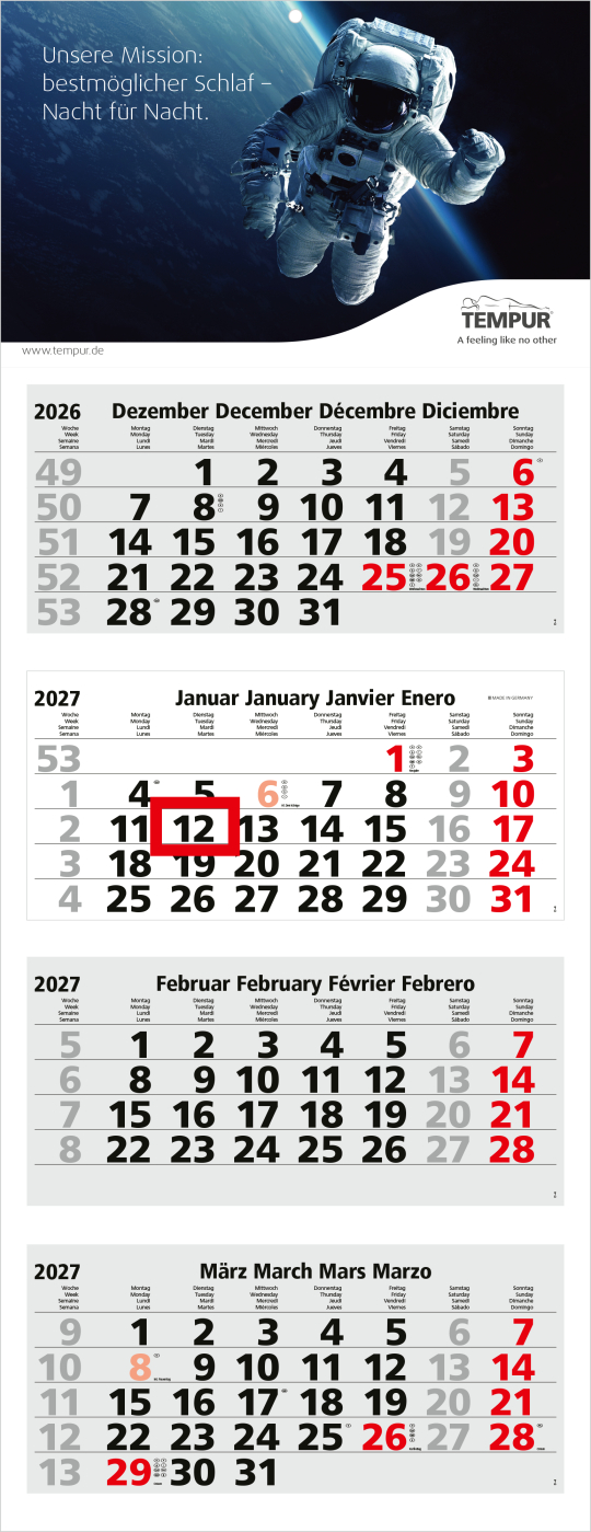 4-Monatskalender Mehrblock Forum Light 4