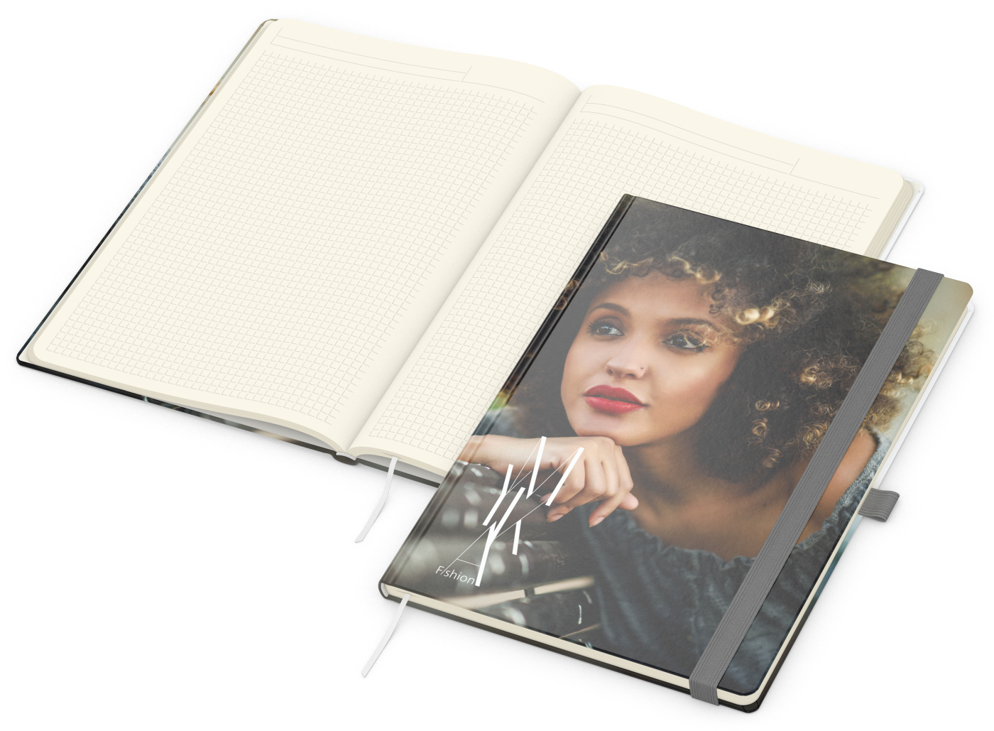 Notizbuch Match-Book, A4, Creme, Winkelkaro, matt, silbergrau