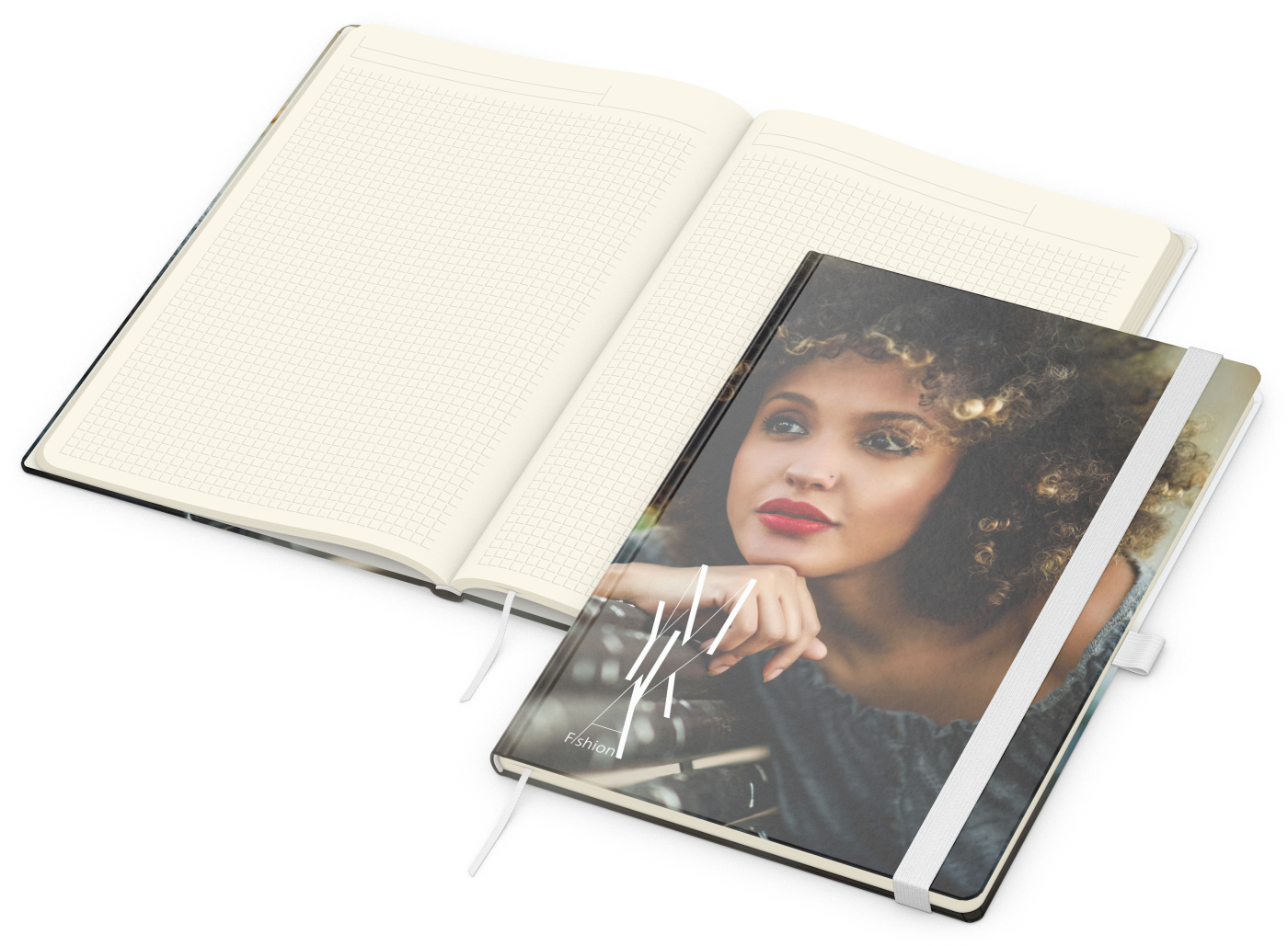 Notizbuch Match-Book, A4, Creme, Winkelkaro, matt, weiß
