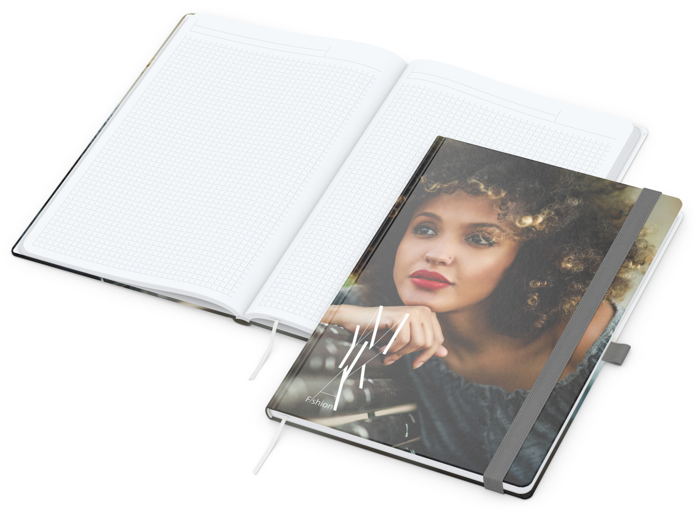 Notizbuch Match-Book, A4, White, Winkelkaro, matt, silbergrau