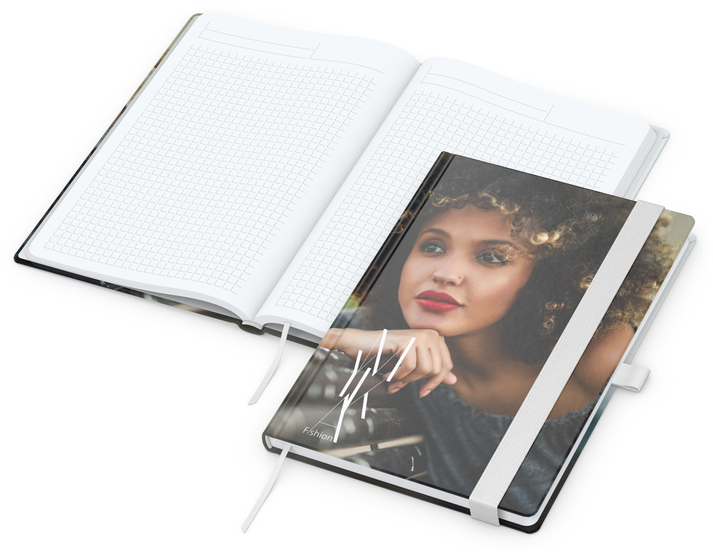 Notizbuch Match-Book, A5, White, Winkelkaro, matt, weiß