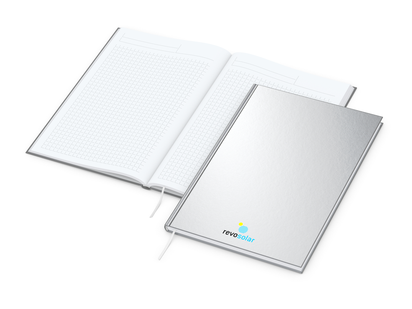 Notizbuch Memo-Book, A4, Winkelkaro, silber