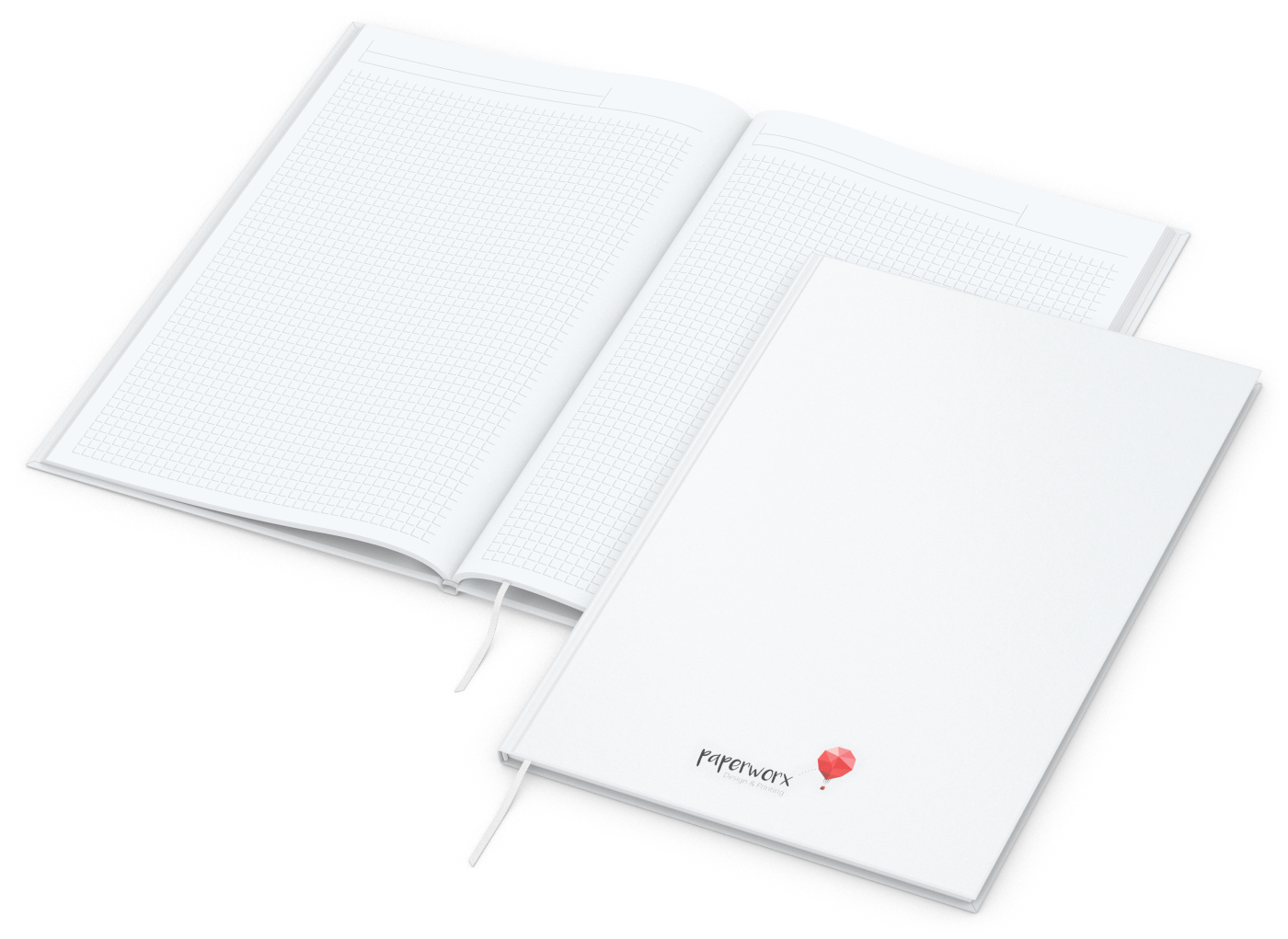 Notizbuch Memo-Book, A4, Winkelkaro, weiß