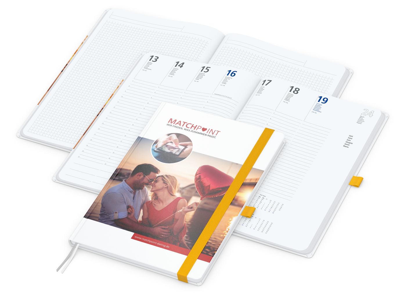 Wochenkalender vorne + Notizen hinten Match-Hybrid, A4, Papier matt, gelb