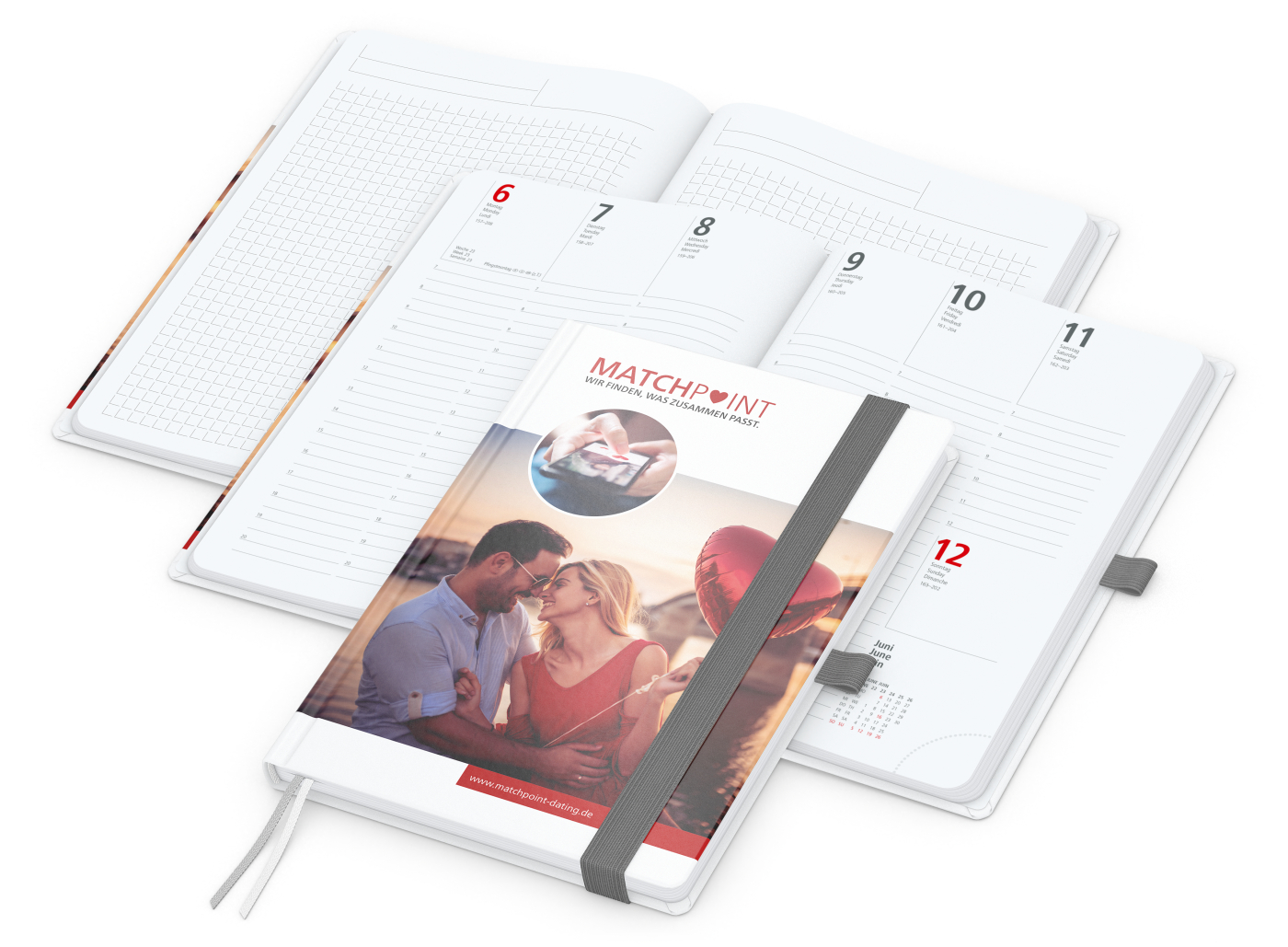 Wochenkalender vorne + Notizen hinten Match-Hybrid, A5, Papier matt, silbergrau