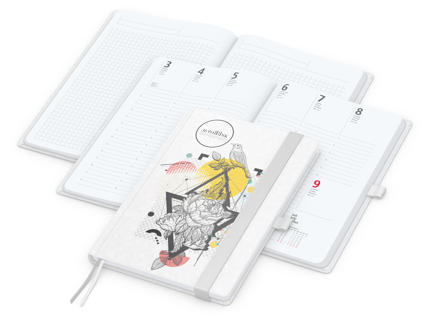Wochenkalender vorne + Notizen hinten Match-Hybrid, A5, Naturpapier weiß, weiß