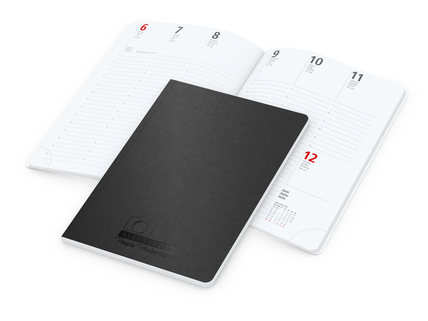 Wochenkalender Prestige-Flexx, Prägung schwarz-glänzend