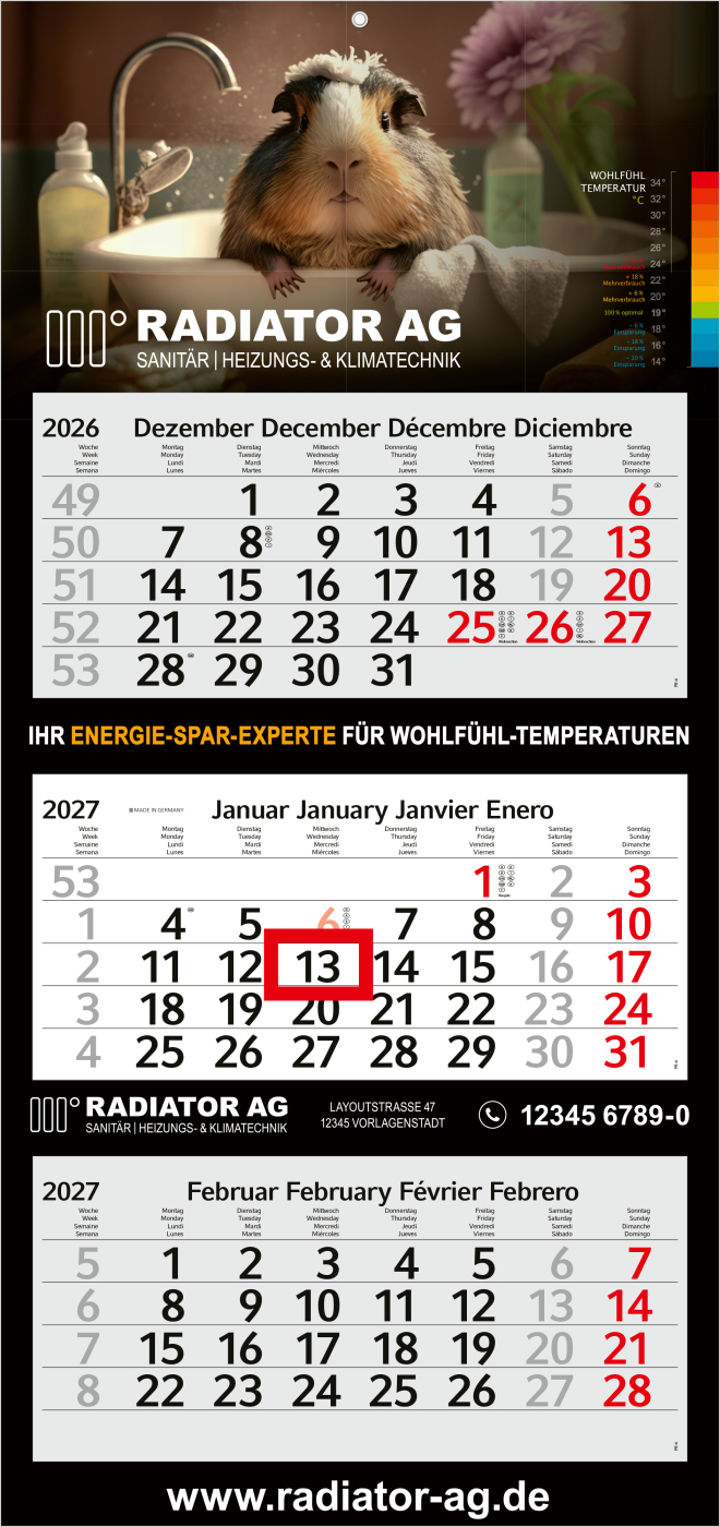 3-Monatskalender Mehrblock Profil 3