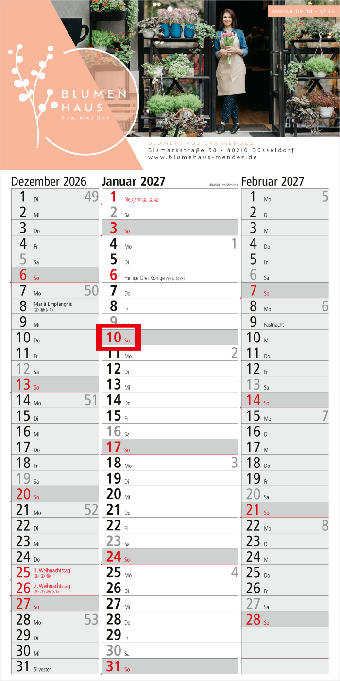 3-Monatskalender Einblatt Spectrum 3
