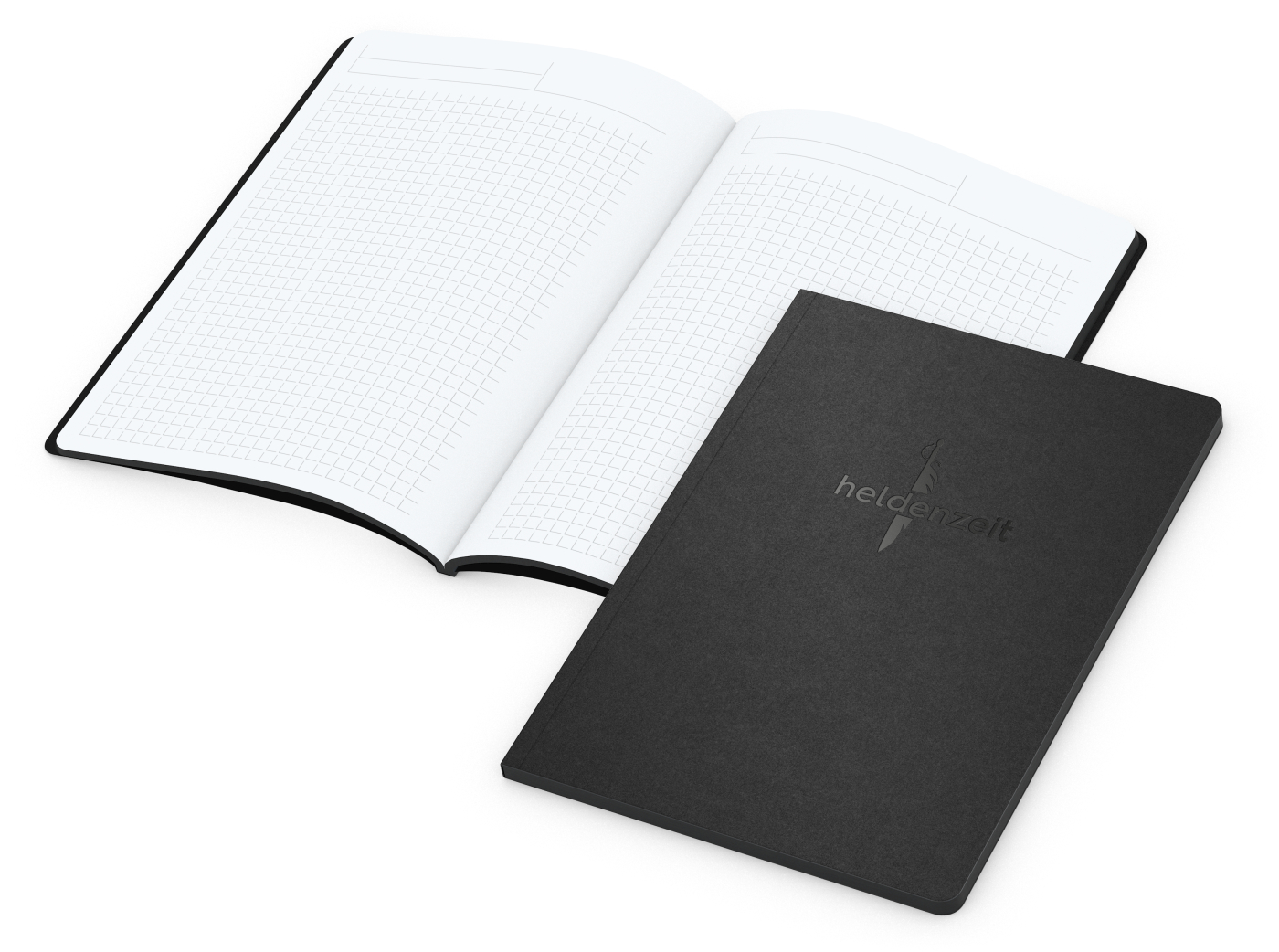 Notizbuch Tablet-Book, A5, Winkelkaro, schwarz, Prägung
