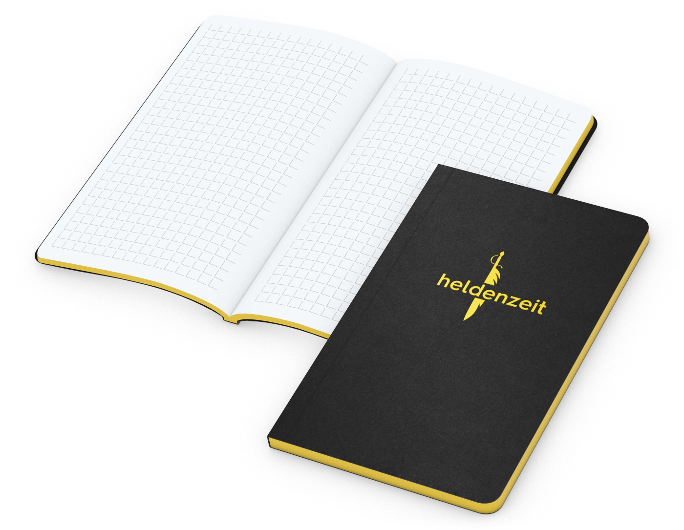 Notizbuch Tablet-Book, Pocket, Winkelkaro, gelb, Prägung
