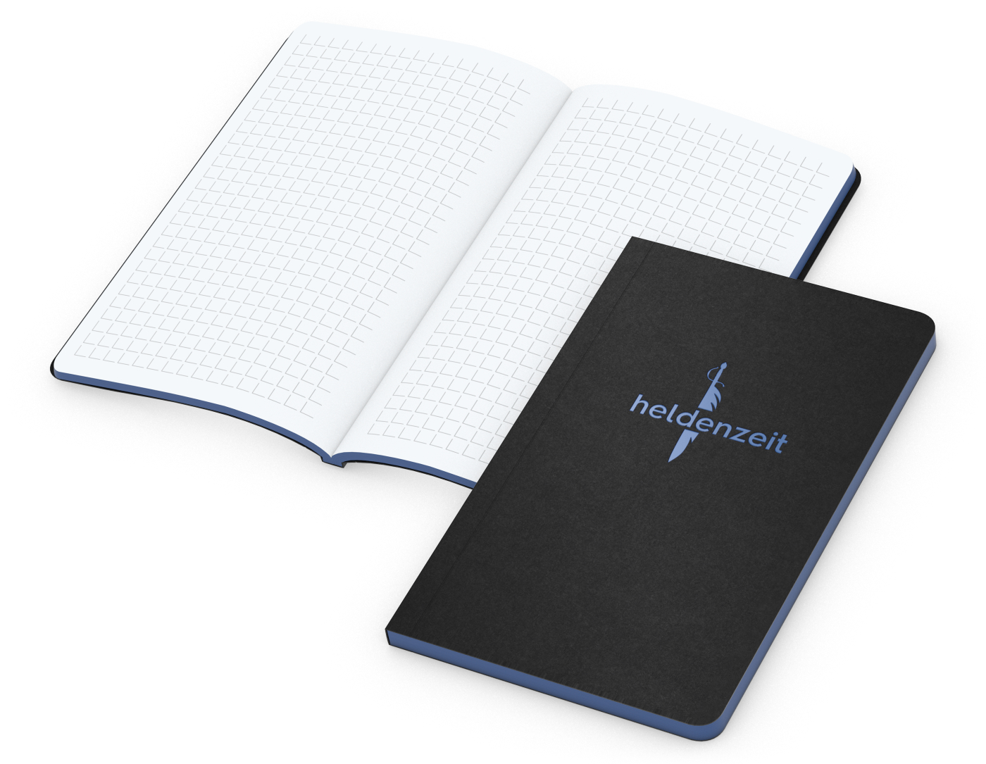 Notizbuch Tablet-Book, Pocket, Winkelkaro, mittelblau, Prägung