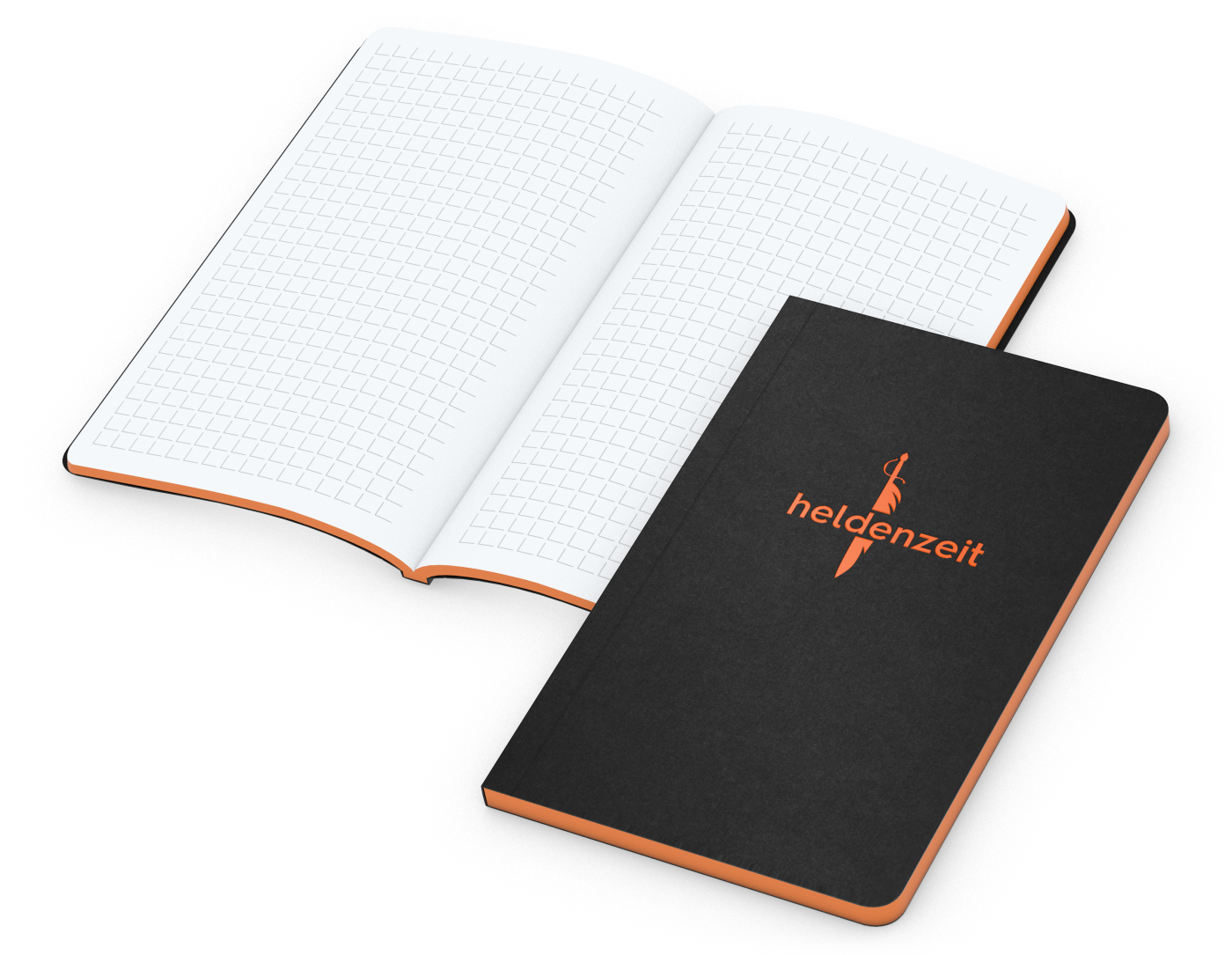 Notizbuch Tablet-Book, Pocket, Winkelkaro, orange, Prägung