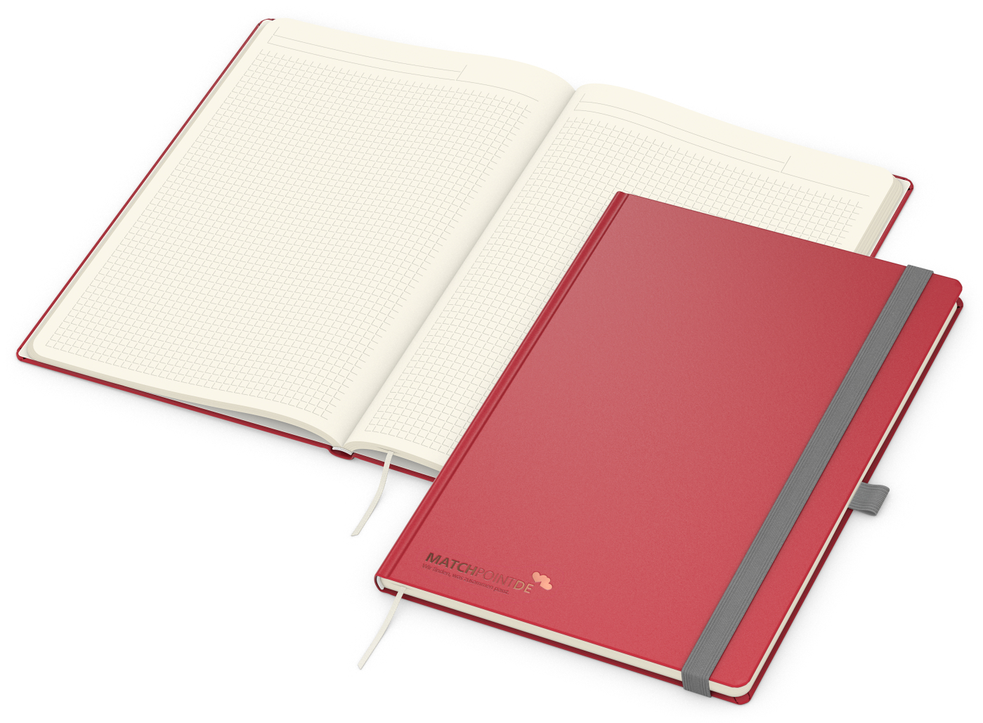 Notizbuch Vision-Book, A4, Creme, Winkelkaro, rot, Kupferprägung