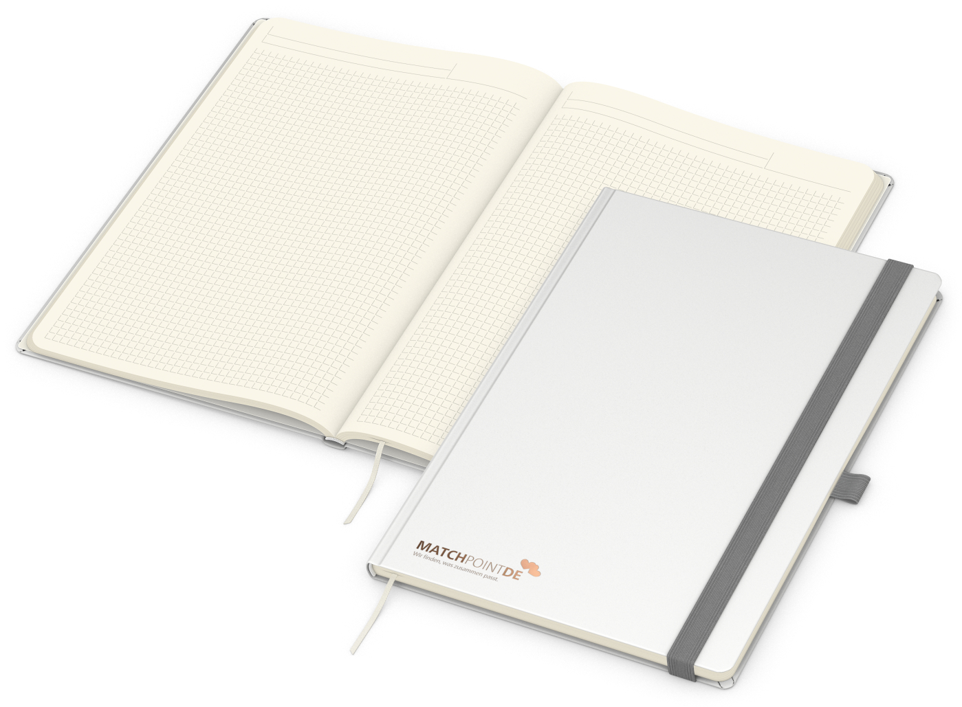Notizbuch Vision-Book, A4, Creme, Winkelkaro, weiß, Kupferprägung