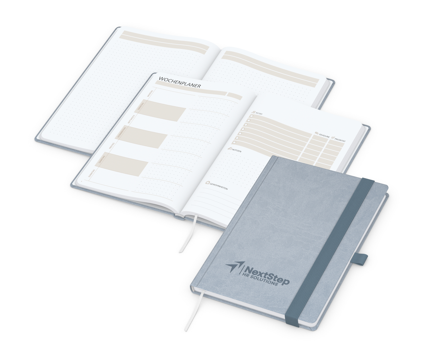 Notizbuch orgaLine Mainbook, White, petrolblau