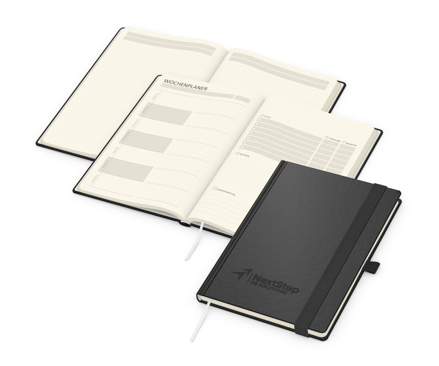 Notizbuch orgaLine Mainbook, Creme, tiefschwarz