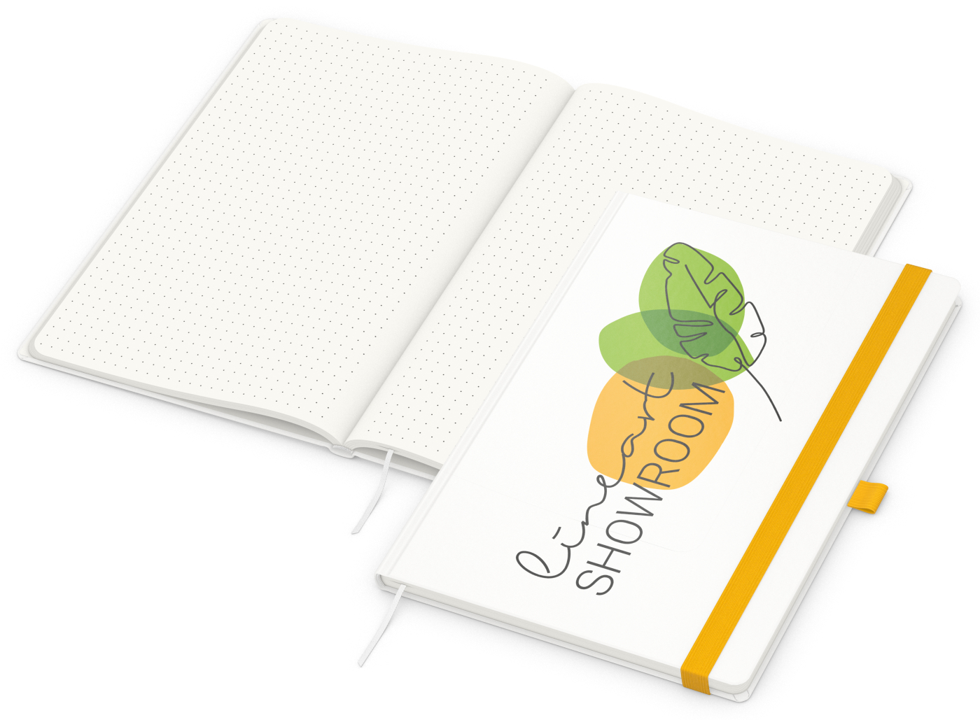 Notizbuch Match-Book Recycling-Inhaltspapier, A4, Punktraster, Papier matt, gelb