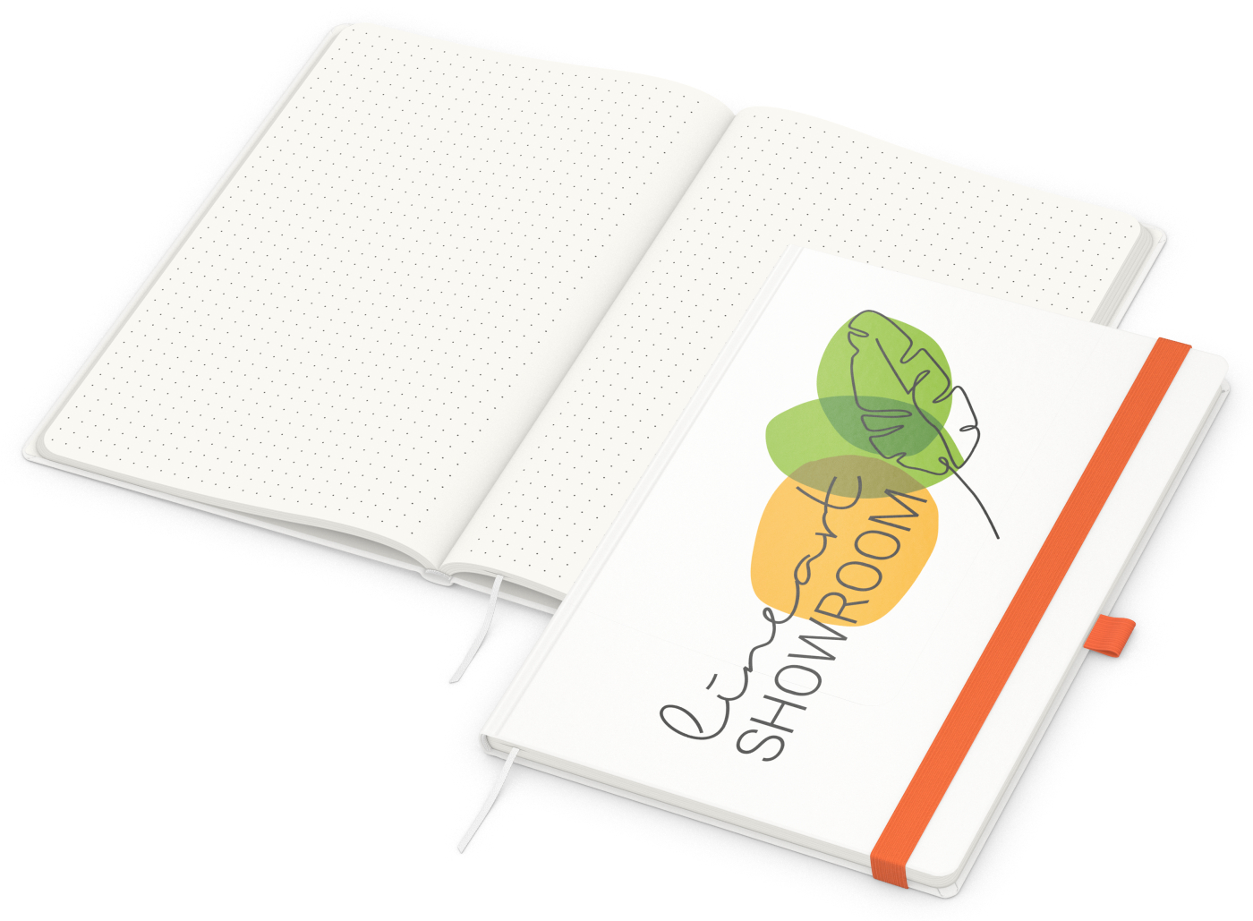 Notizbuch Match-Book Recycling-Inhaltspapier, A4, Punktraster, Papier matt, orange