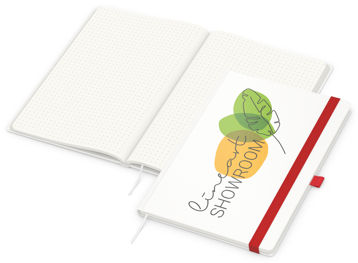 Notizbuch Match-Book Recycling-Inhaltspapier, A4, Punktraster, Papier matt, rot