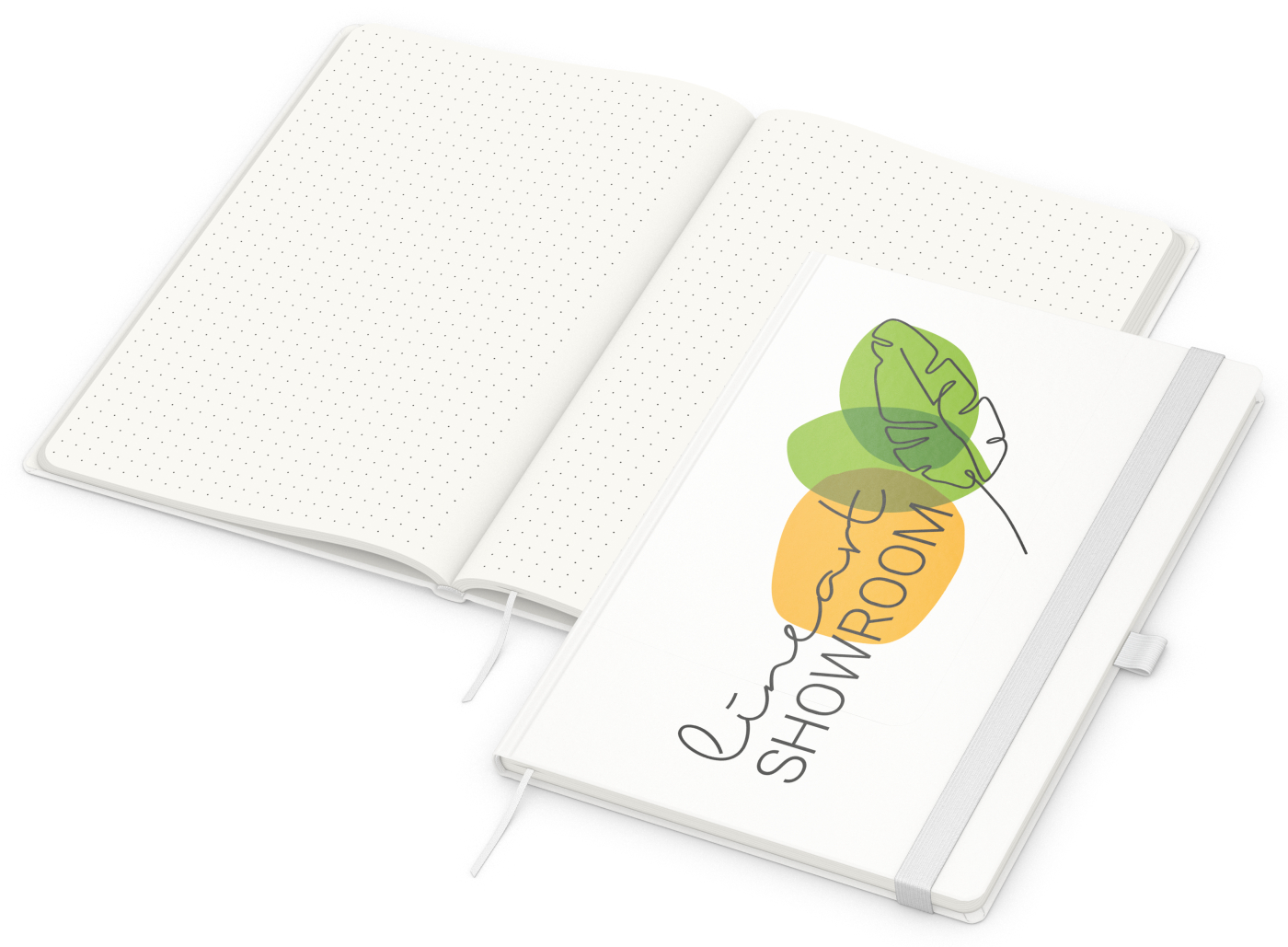 Notizbuch Match-Book Recycling-Inhaltspapier, A4, Punktraster, Papier matt, weiß