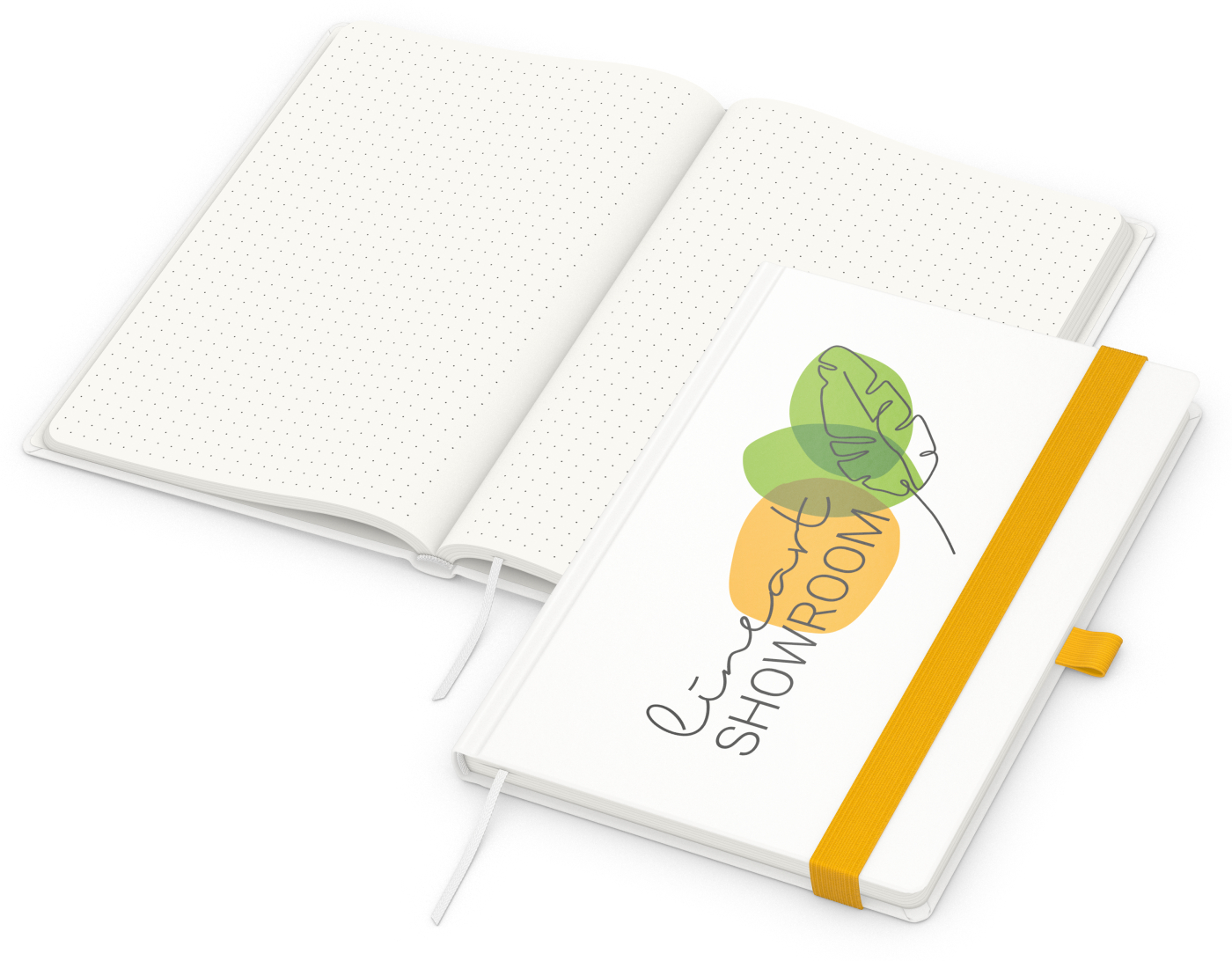 Notizbuch Match-Book Recycling-Inhaltspapier, A5, Punktraster, Papier matt, gelb