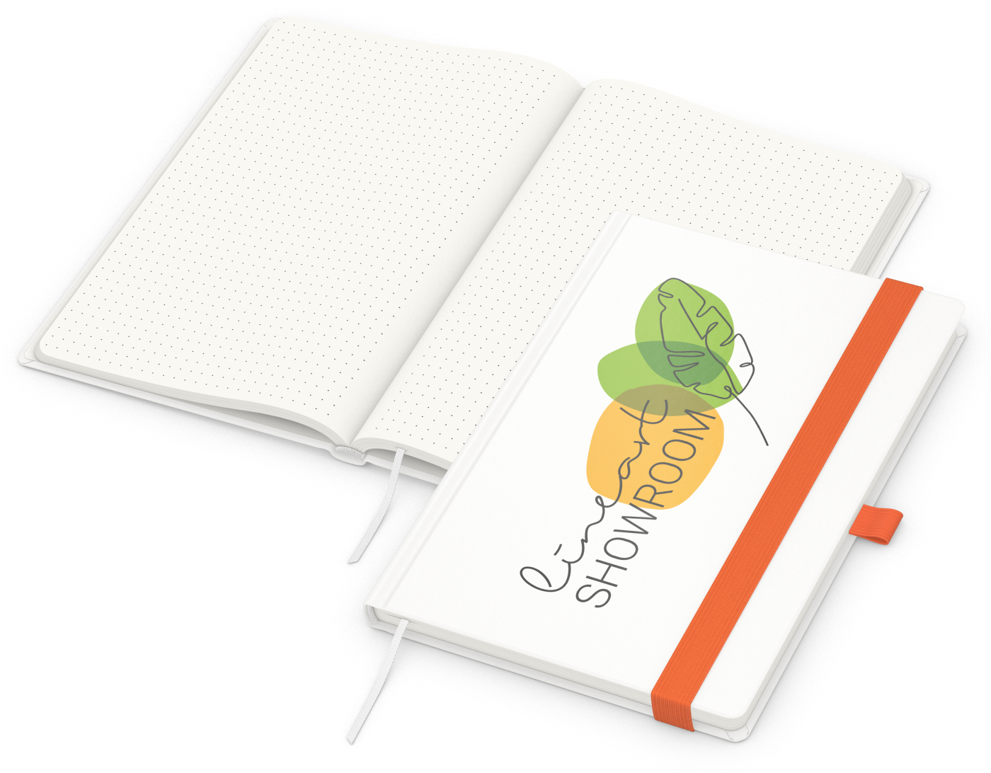 Notizbuch Match-Book Recycling-Inhaltspapier, A5, Punktraster, Papier matt, orange