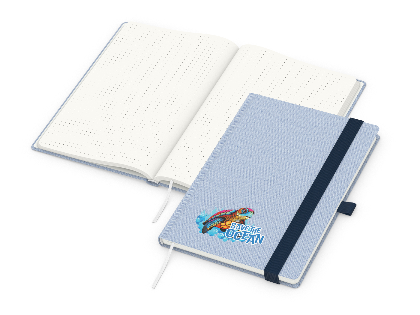 Notizbuch Ocean-Book Recycling-Inhaltspapier, Punktraster, blau