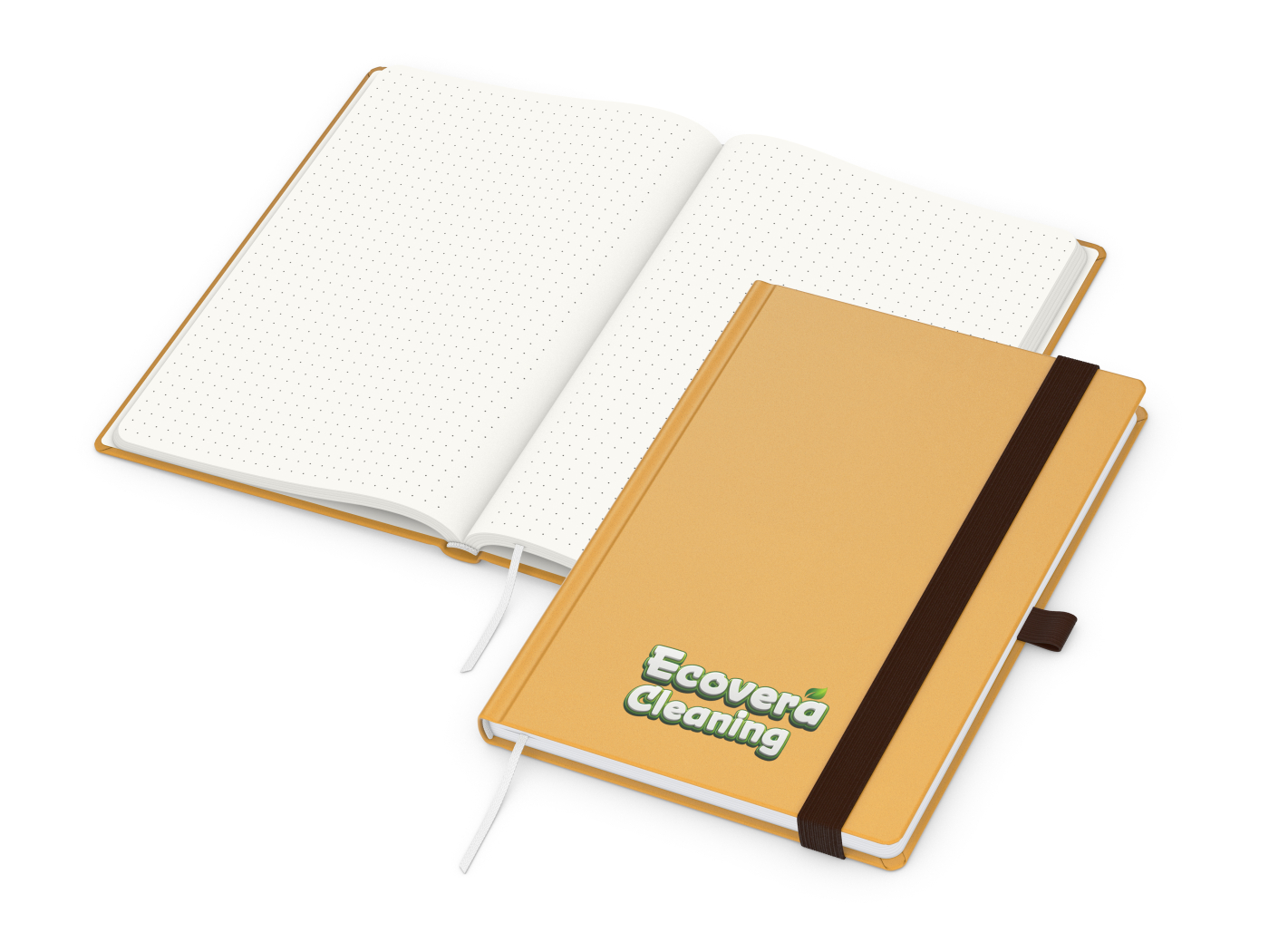 Notizbuch Organic-Book Recycling-Inhaltspapier, Punktraster, orange, Siebdruck-Digital