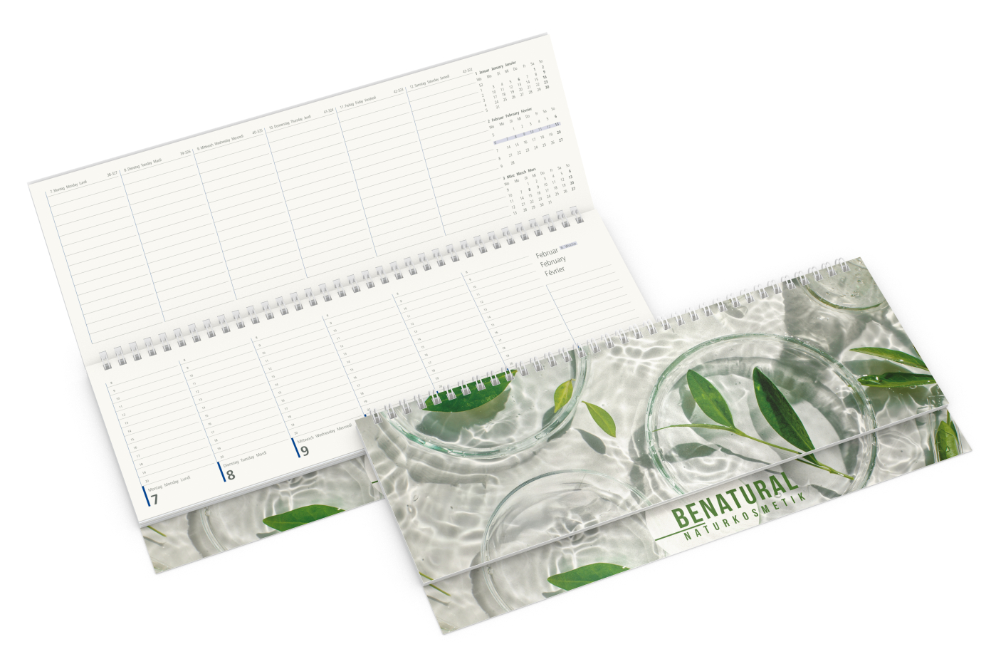 Tisch-Querkalender Compact Recycling-Kalendariumspapier, Softcover Naturkarton