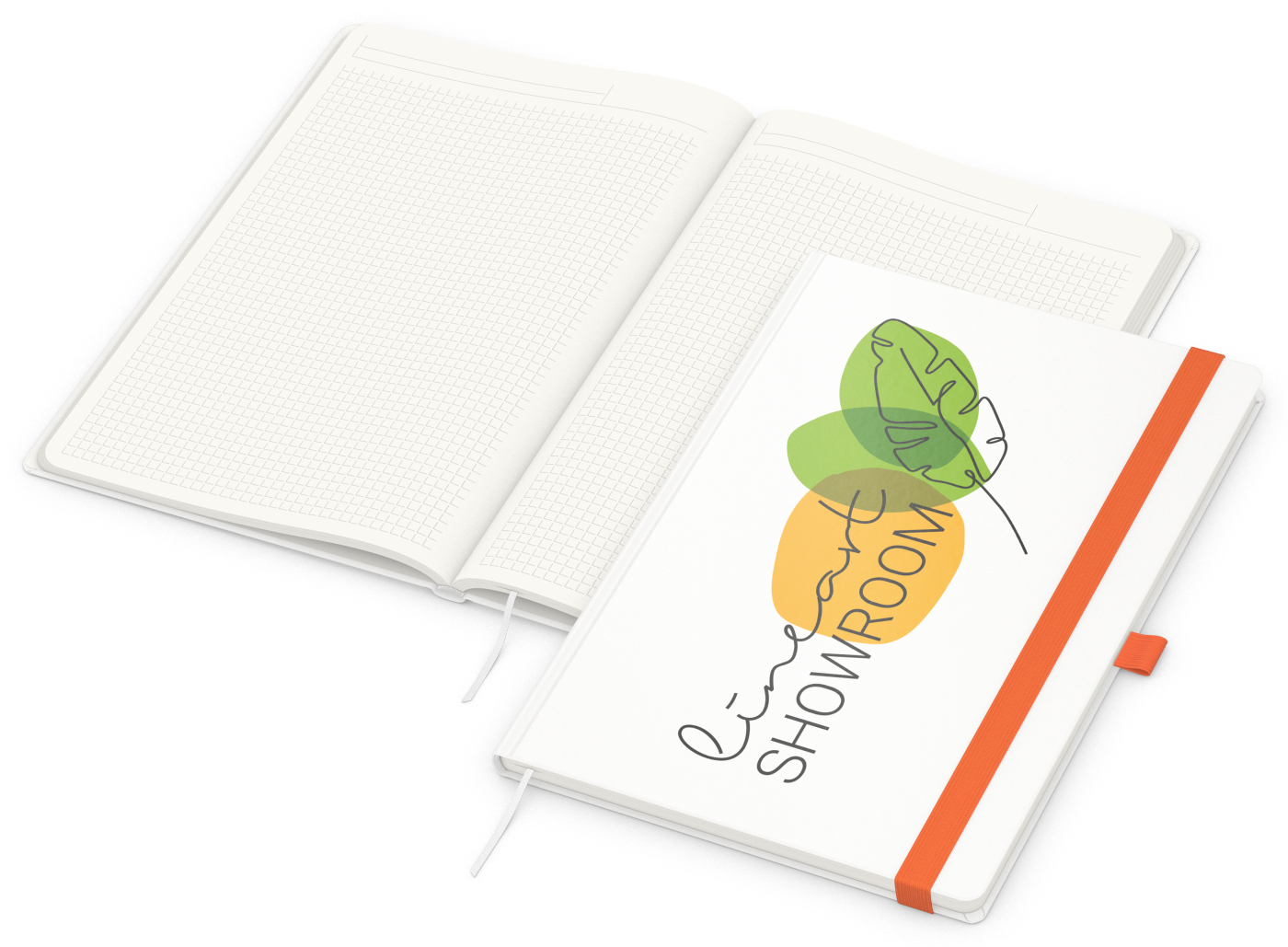 Notizbuch Match-Book Recycling-Inhaltspapier, A4, Winkelkaro, Papier matt, orange