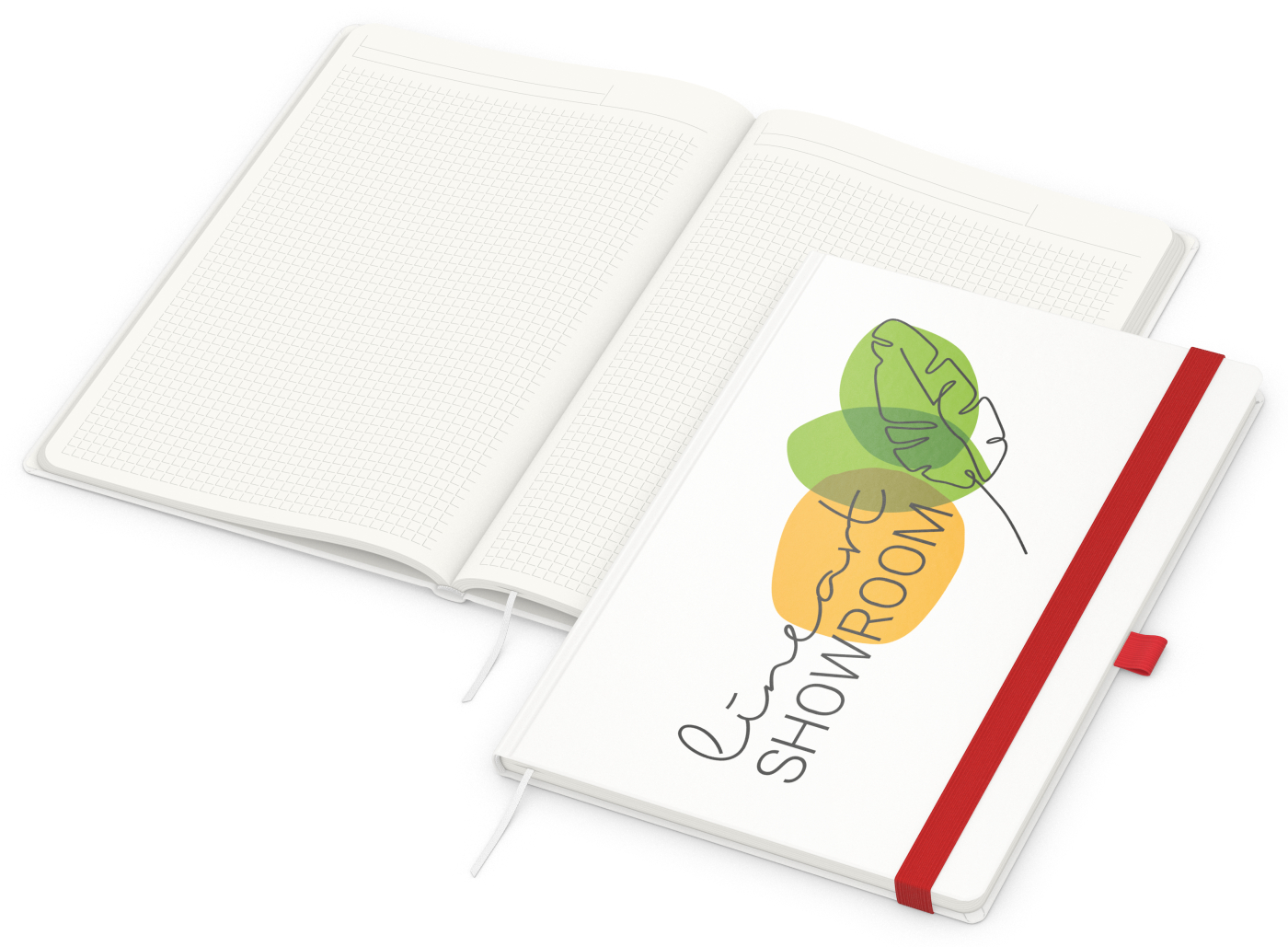 Notizbuch Match-Book Recycling-Inhaltspapier, A4, Winkelkaro, Papier matt, rot