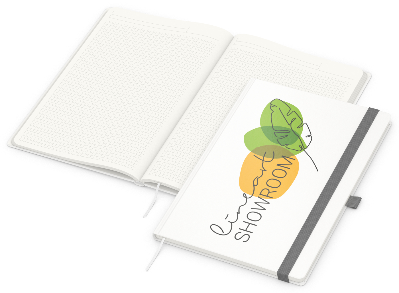 Notizbuch Match-Book Recycling-Inhaltspapier, A4, Winkelkaro, Papier matt, silbergrau