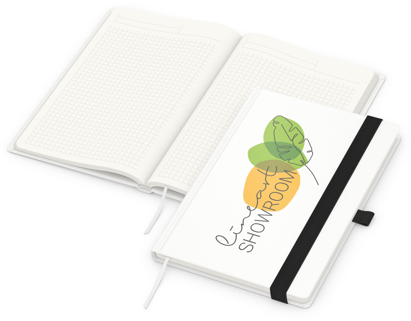 Notizbuch Match-Book Recycling-Inhaltspapier, A5, Winkelkaro, Papier matt, schwarz