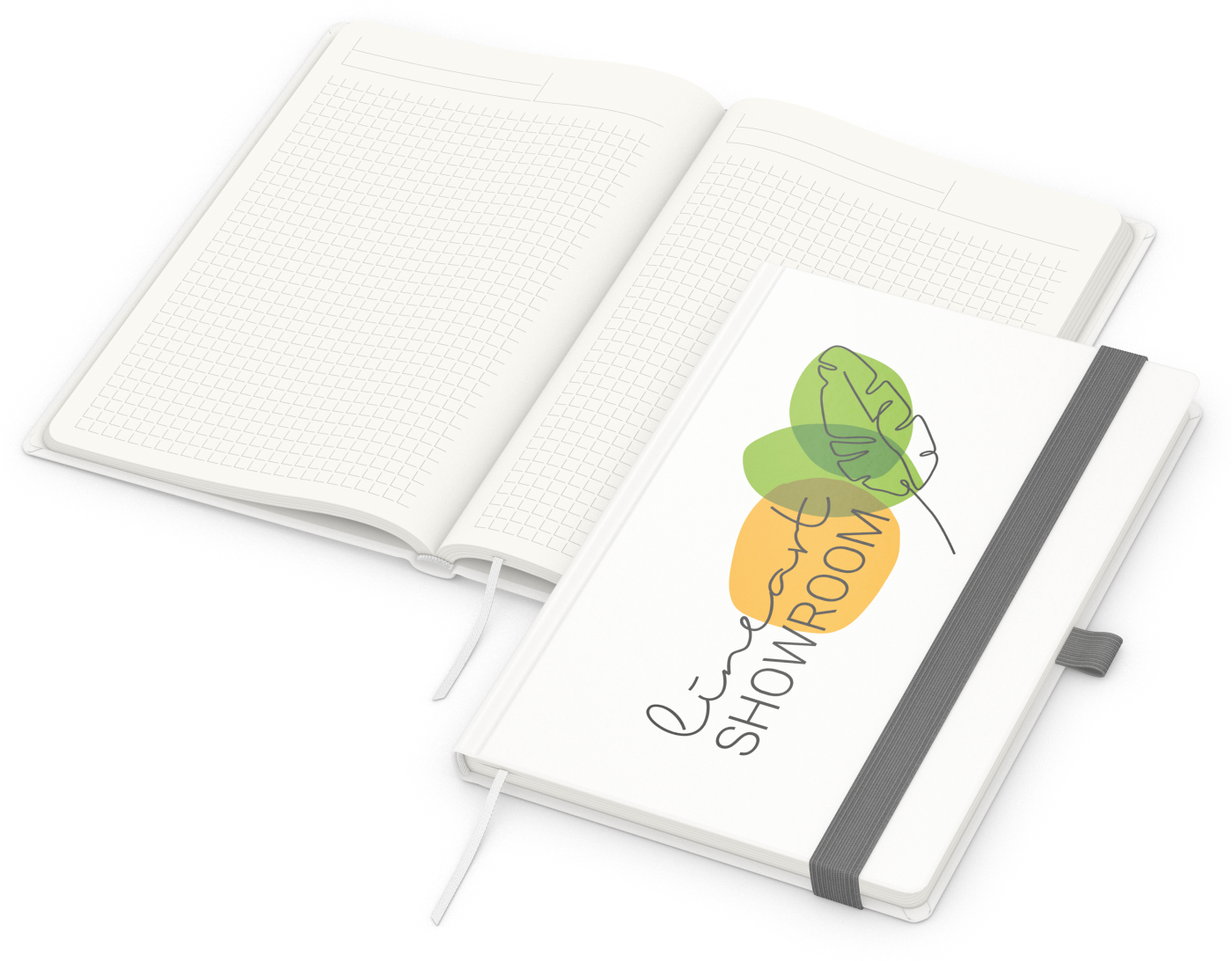 Notizbuch Match-Book Recycling-Inhaltspapier, A5, Winkelkaro, Papier matt, silbergrau