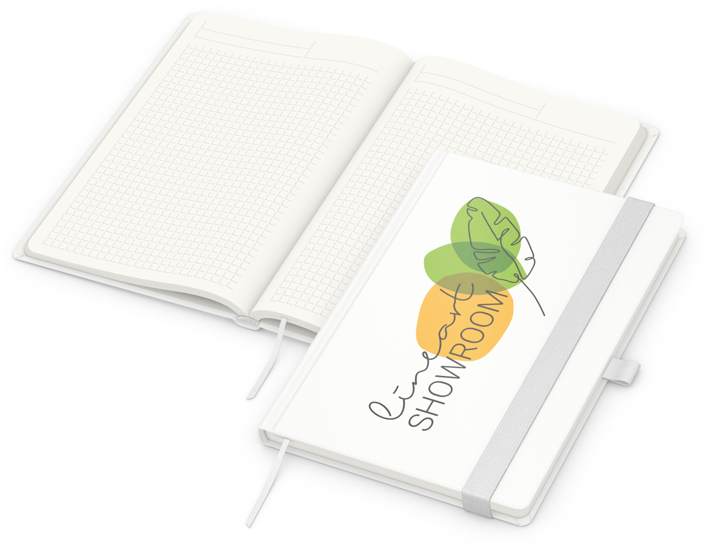 Notizbuch Match-Book Recycling-Inhaltspapier, A5, Winkelkaro, Papier matt, weiß