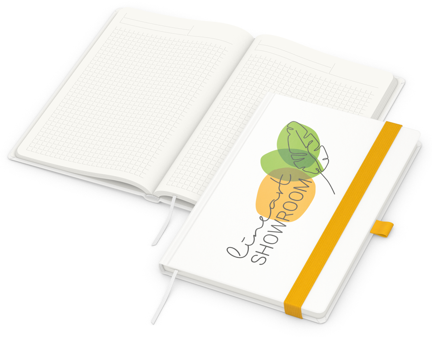 Notizbuch Match-Book Recycling-Inhaltspapier, A5, Winkelkaro, Papier matt, gelb