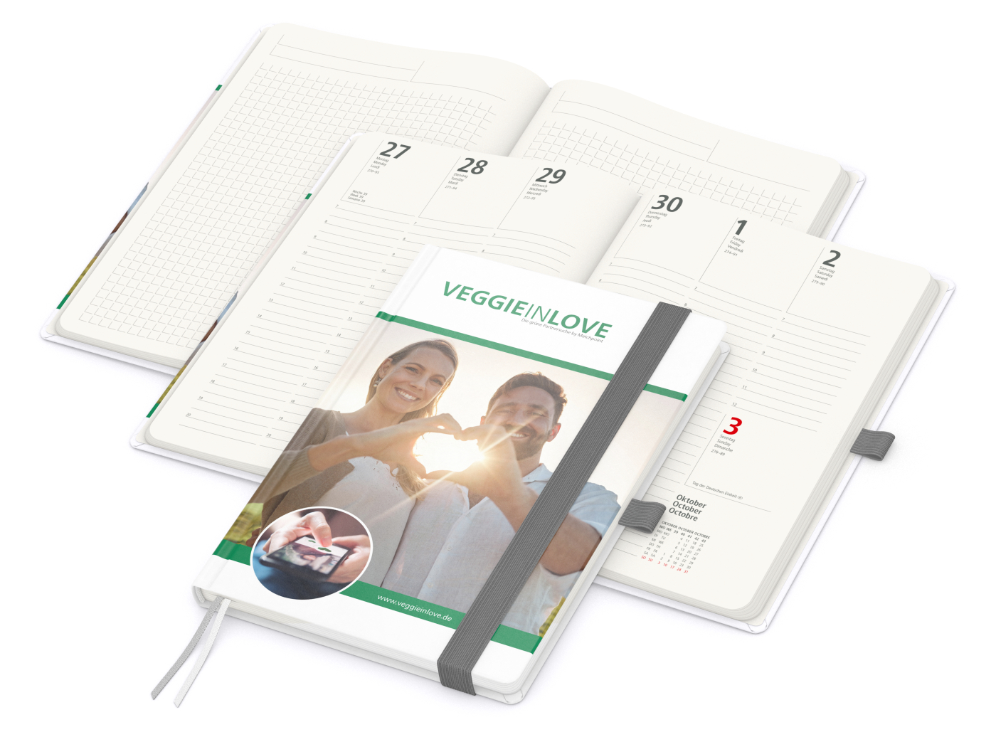 Wochenkalender vorne + Notizen hinten Match-Hybrid Recycling-Inhaltspapier, Papier matt, silbergrau