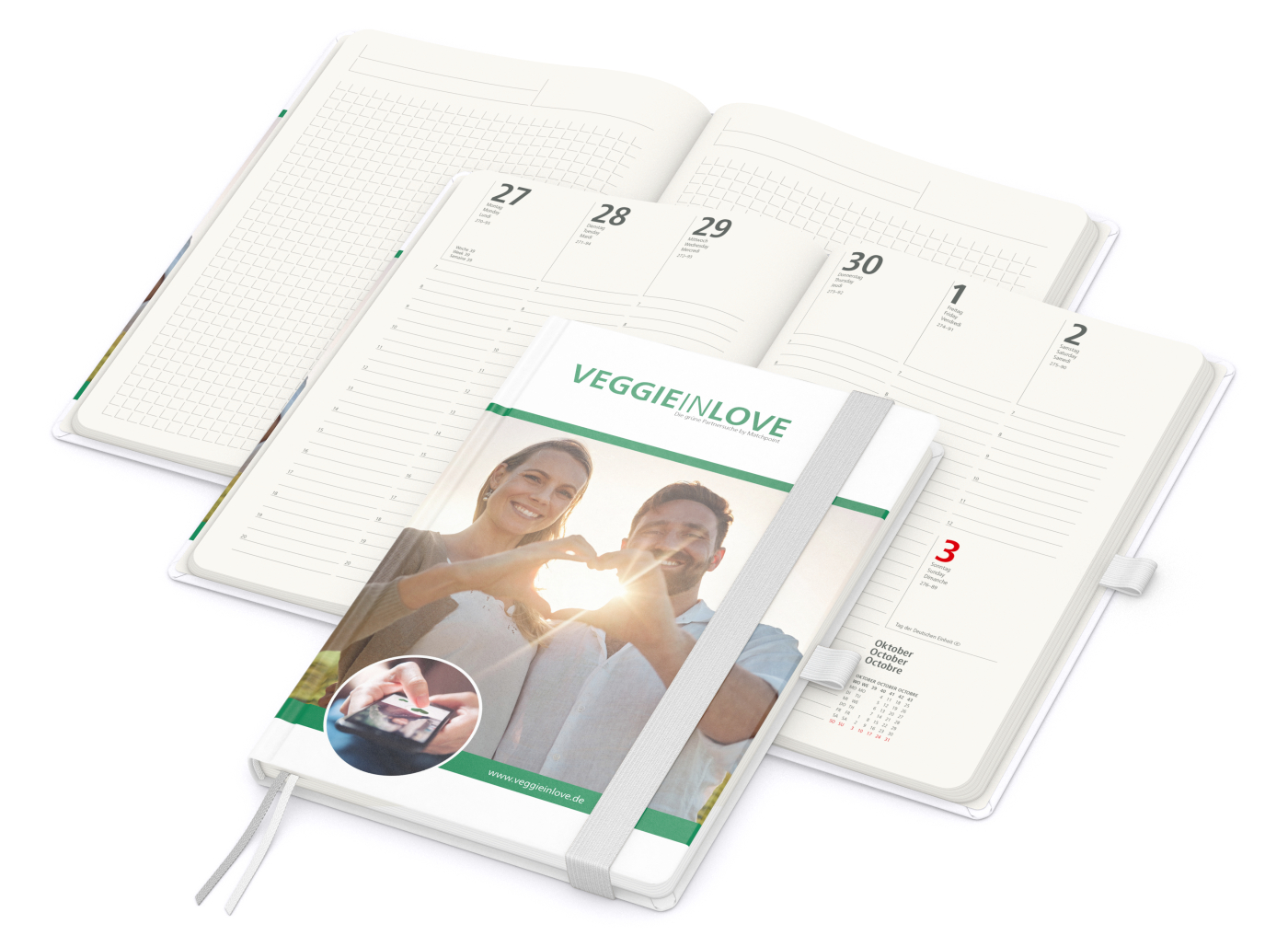 Wochenkalender vorne + Notizen hinten Match-Hybrid Recycling-Inhaltspapier, Papier matt, weiß