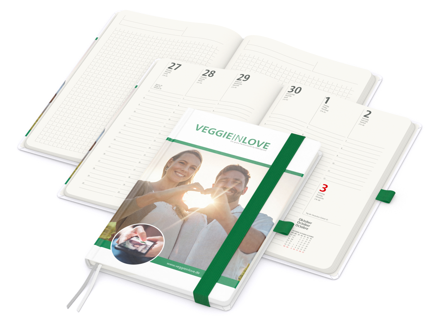 Wochenkalender vorne + Notizen hinten Match-Hybrid Recycling-Inhaltspapier, Naturpapier, grün