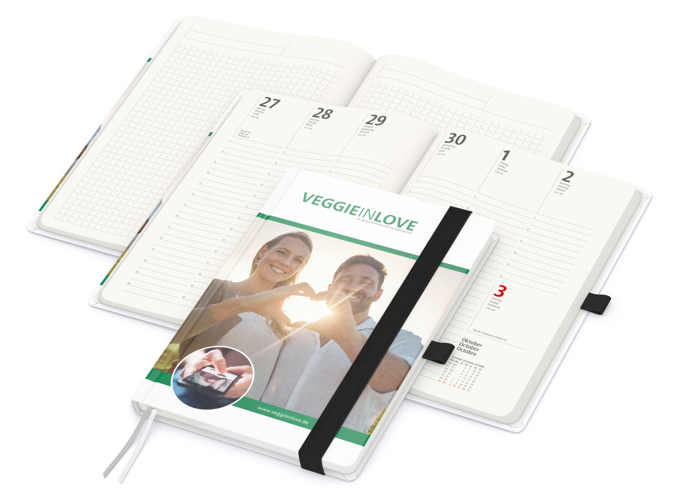 Wochenkalender vorne + Notizen hinten Match-Hybrid Recycling-Inhaltspapier, Naturpapier, schwarz