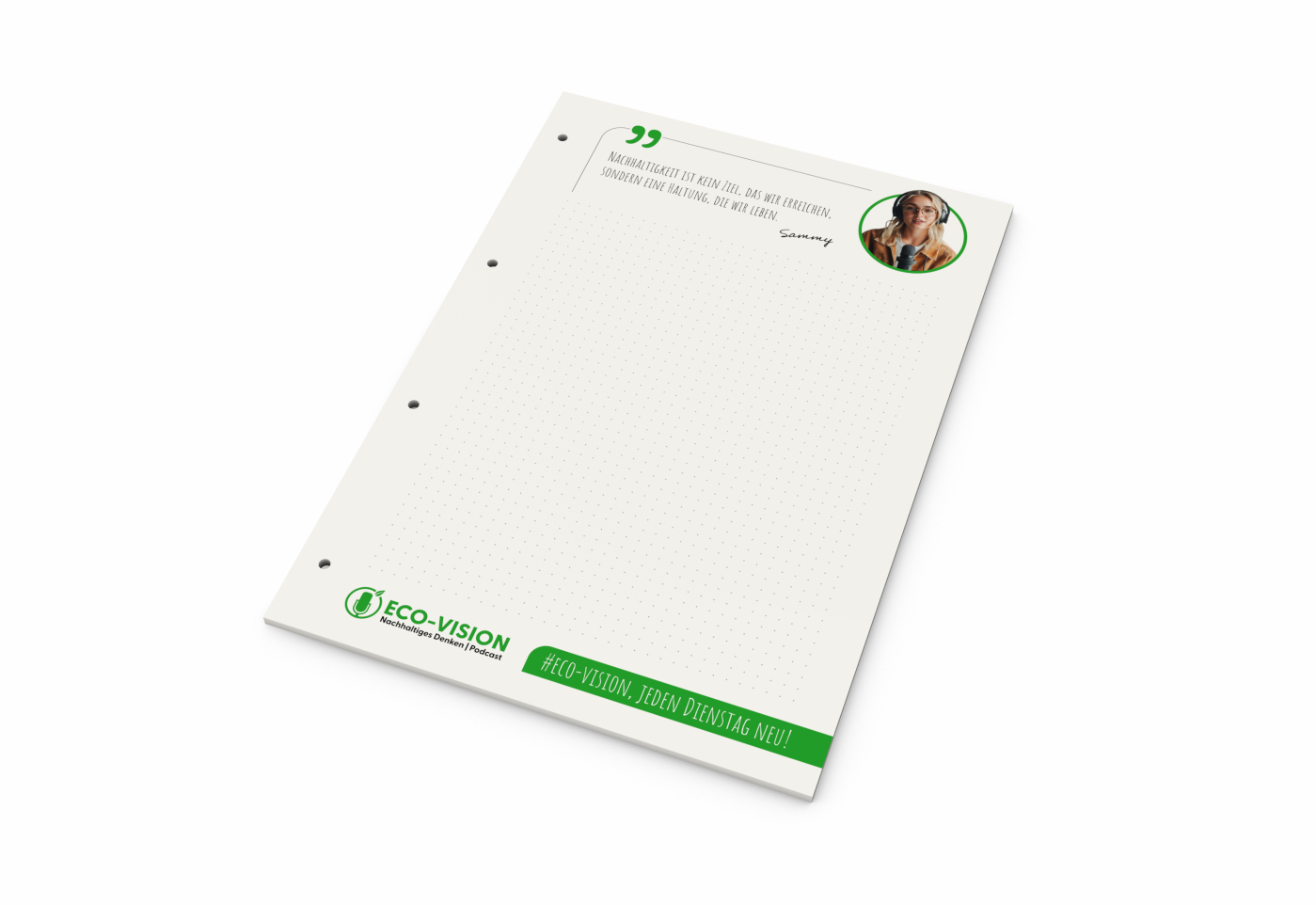Schreibblock Recycling-Inhaltspapier, A4, 50 Blatt, Abheftlochung 4-fach