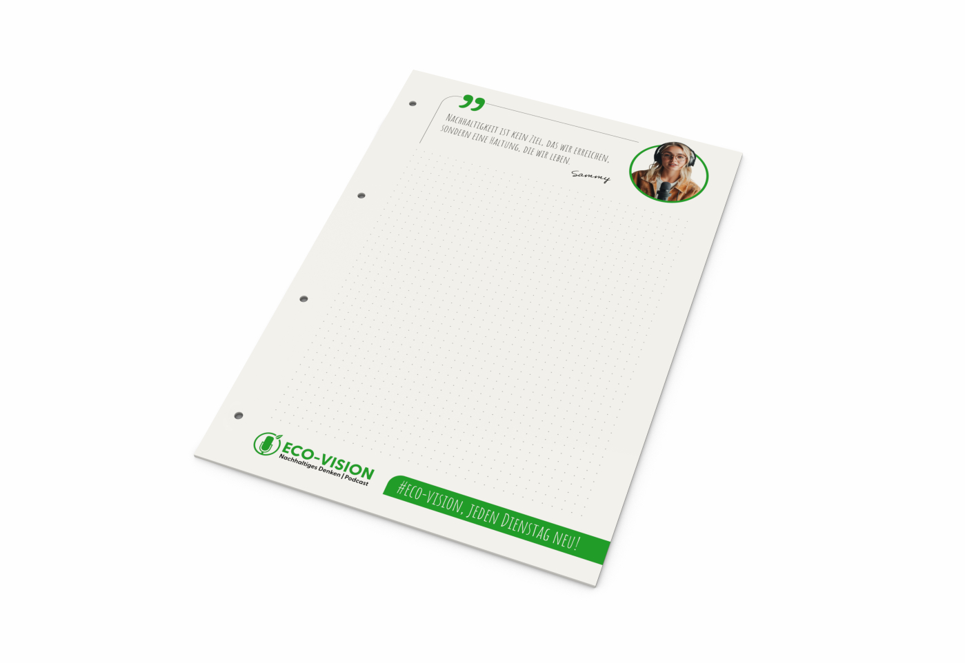 Schreibblock Recycling-Inhaltspapier, A4, 25 Blatt, Abheftlochung 4-fach